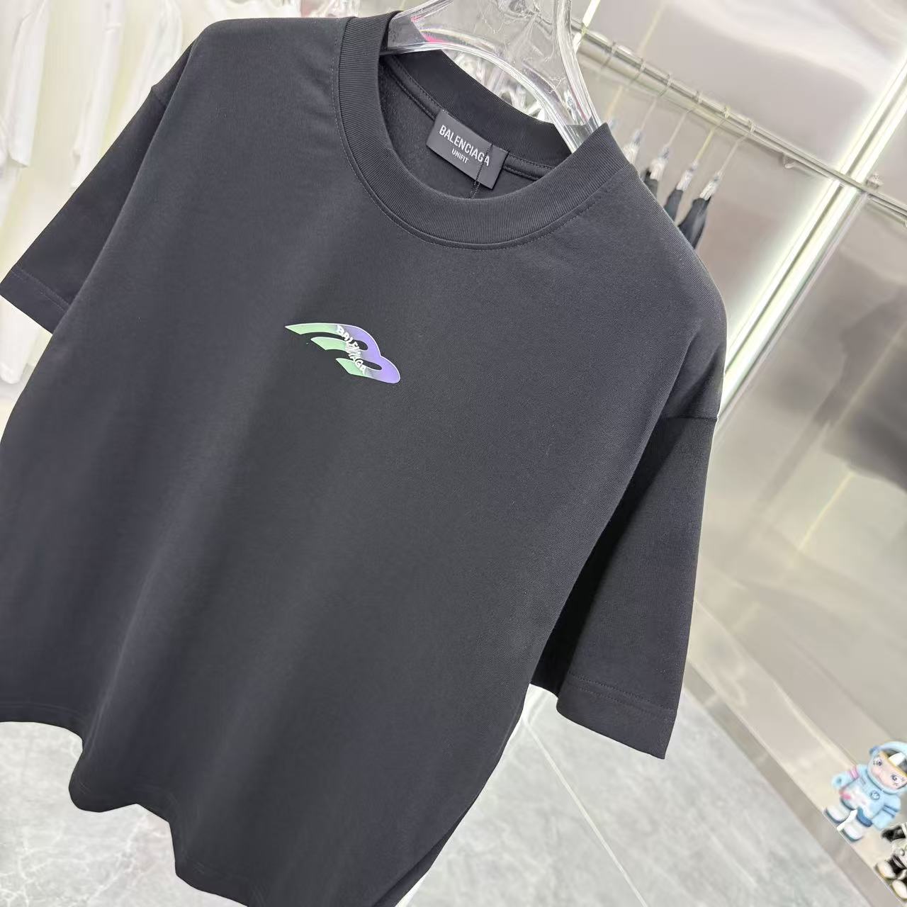 Balenciaga A貨 男款 彩色Logo短袖T恤 黑色休閒百搭款| 11 Balenciaga A貨 男款 彩色Logo短袖T恤 黑色休閒百搭款