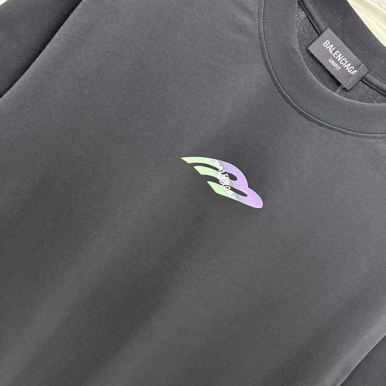 Balenciaga A貨 男款 彩色Logo短袖T恤 黑色休閒百搭款| 10 Balenciaga A貨 男款 彩色Logo短袖T恤 黑色休閒百搭款
