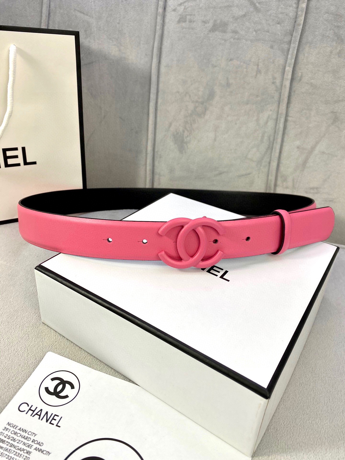 Chanel 高仿 粉色雙C扣皮帶 女士時尚百搭腰帶| 14 Chanel 高仿 粉色雙C扣皮帶 女士時尚百搭腰帶