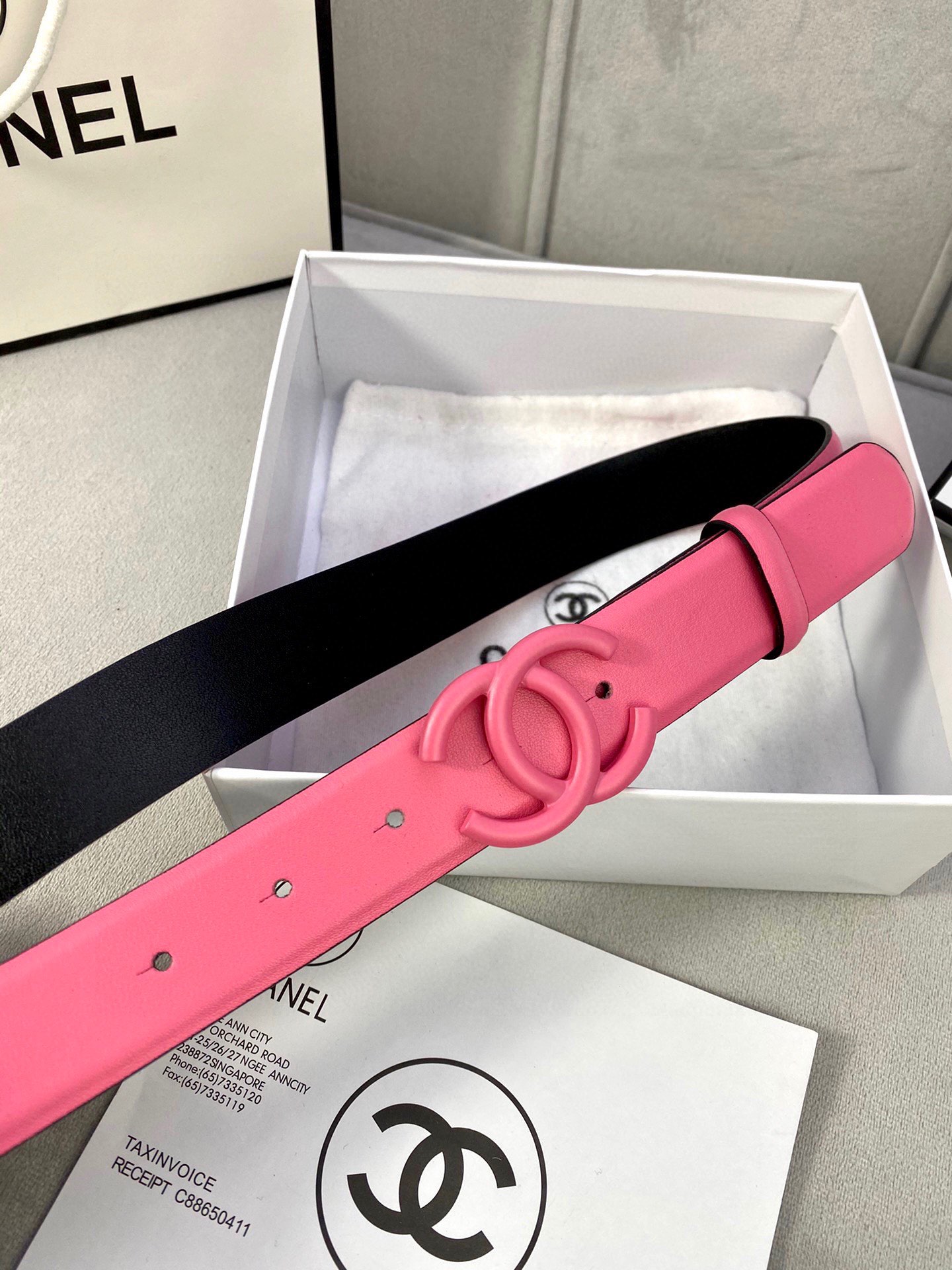 Chanel 高仿 粉色雙C扣皮帶 女士時尚百搭腰帶| 12 Chanel 高仿 粉色雙C扣皮帶 女士時尚百搭腰帶