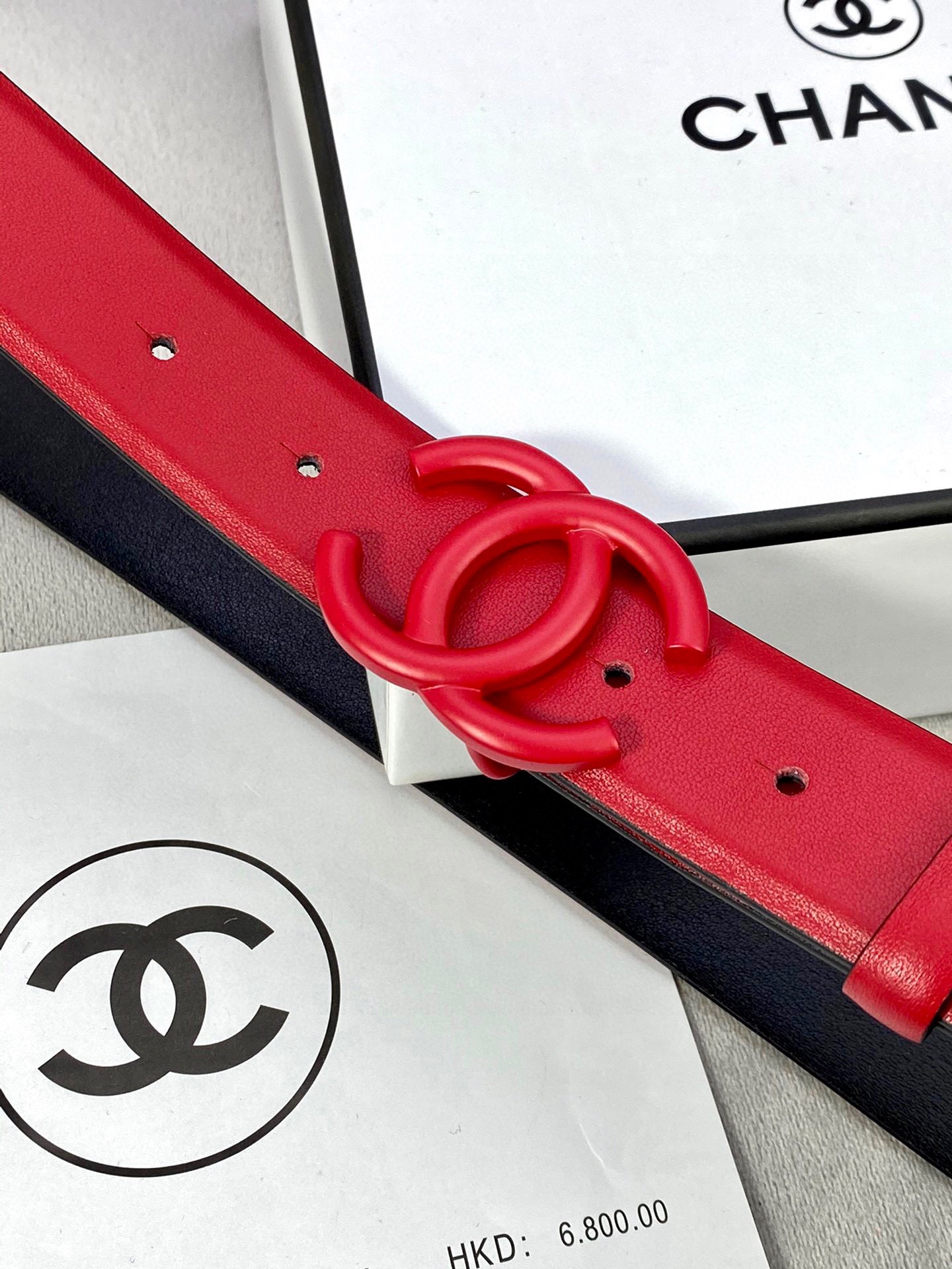 Chanel 高仿 紅色雙C扣皮帶 女士百搭時尚腰帶| 12 Chanel 高仿 紅色雙C扣皮帶 女士百搭時尚腰帶