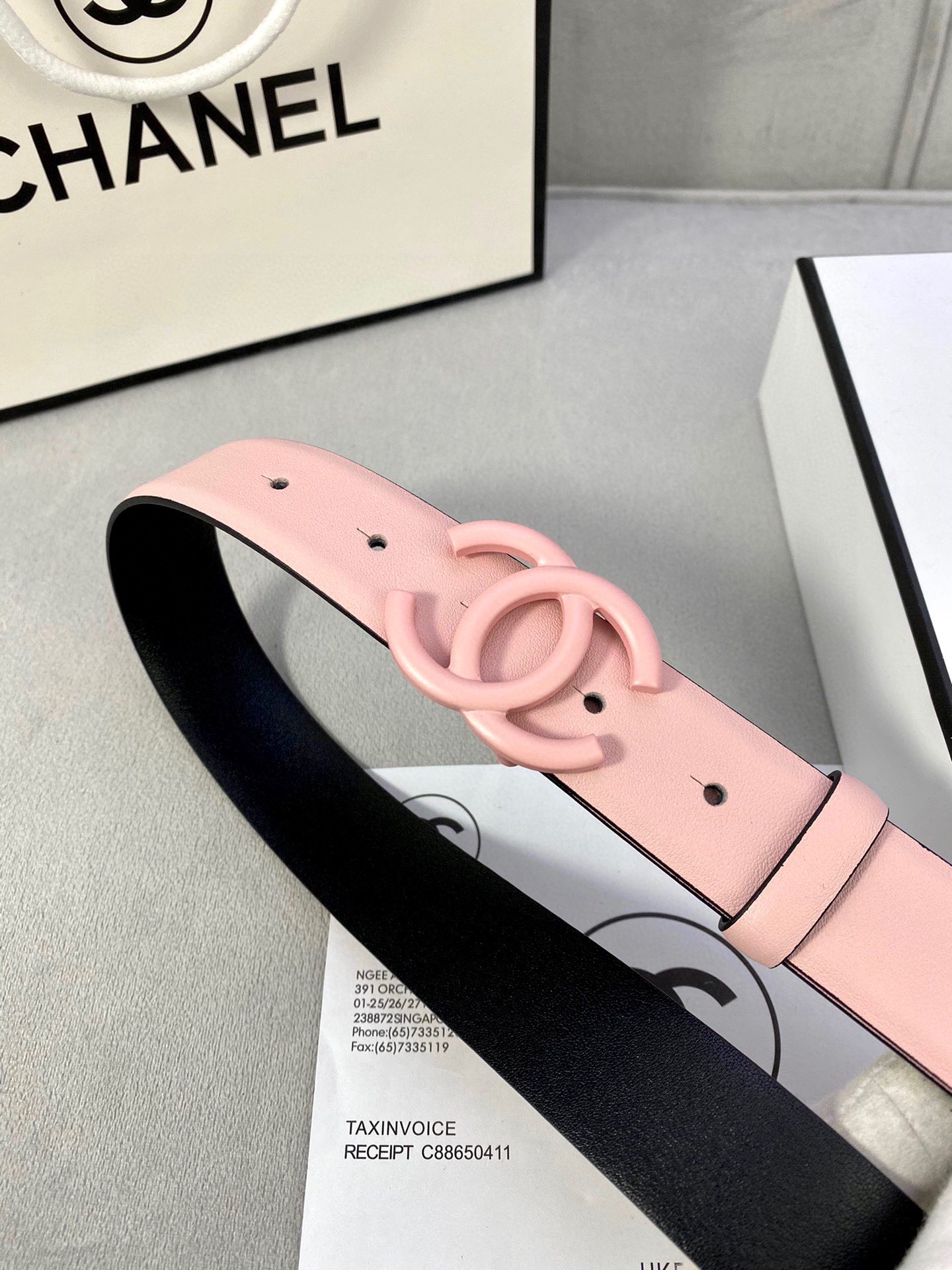Chanel 一比一 淺粉雙C扣皮帶 小香風女士腰帶| 8 Chanel 一比一 淺粉雙C扣皮帶 小香風女士腰帶