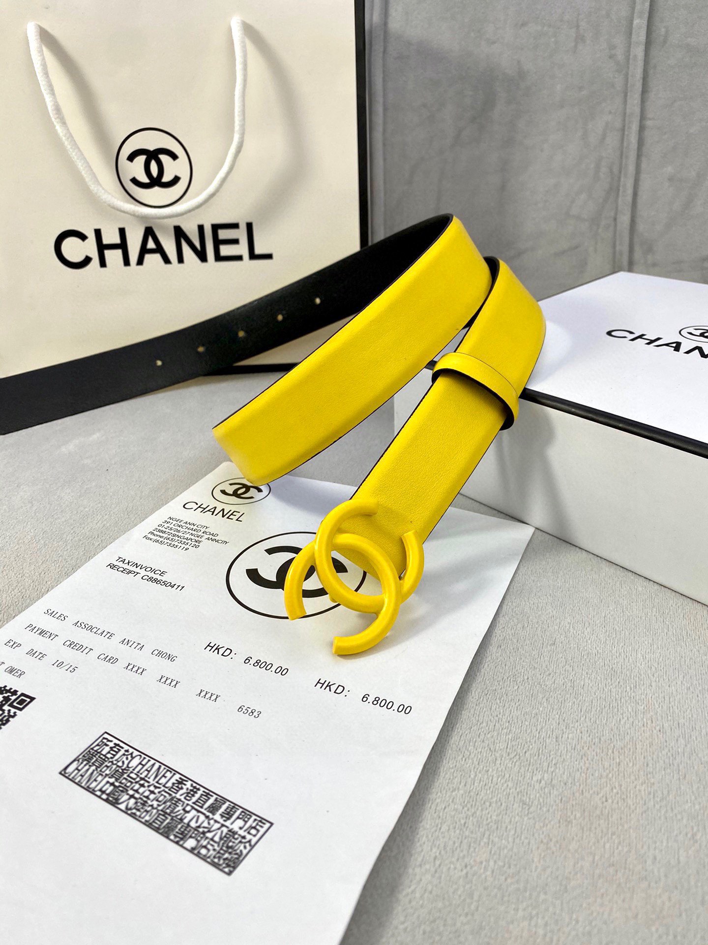 Chanel 高仿 黃色雙C扣皮帶 女士時尚腰帶| 12 Chanel 高仿 黃色雙C扣皮帶 女士時尚腰帶
