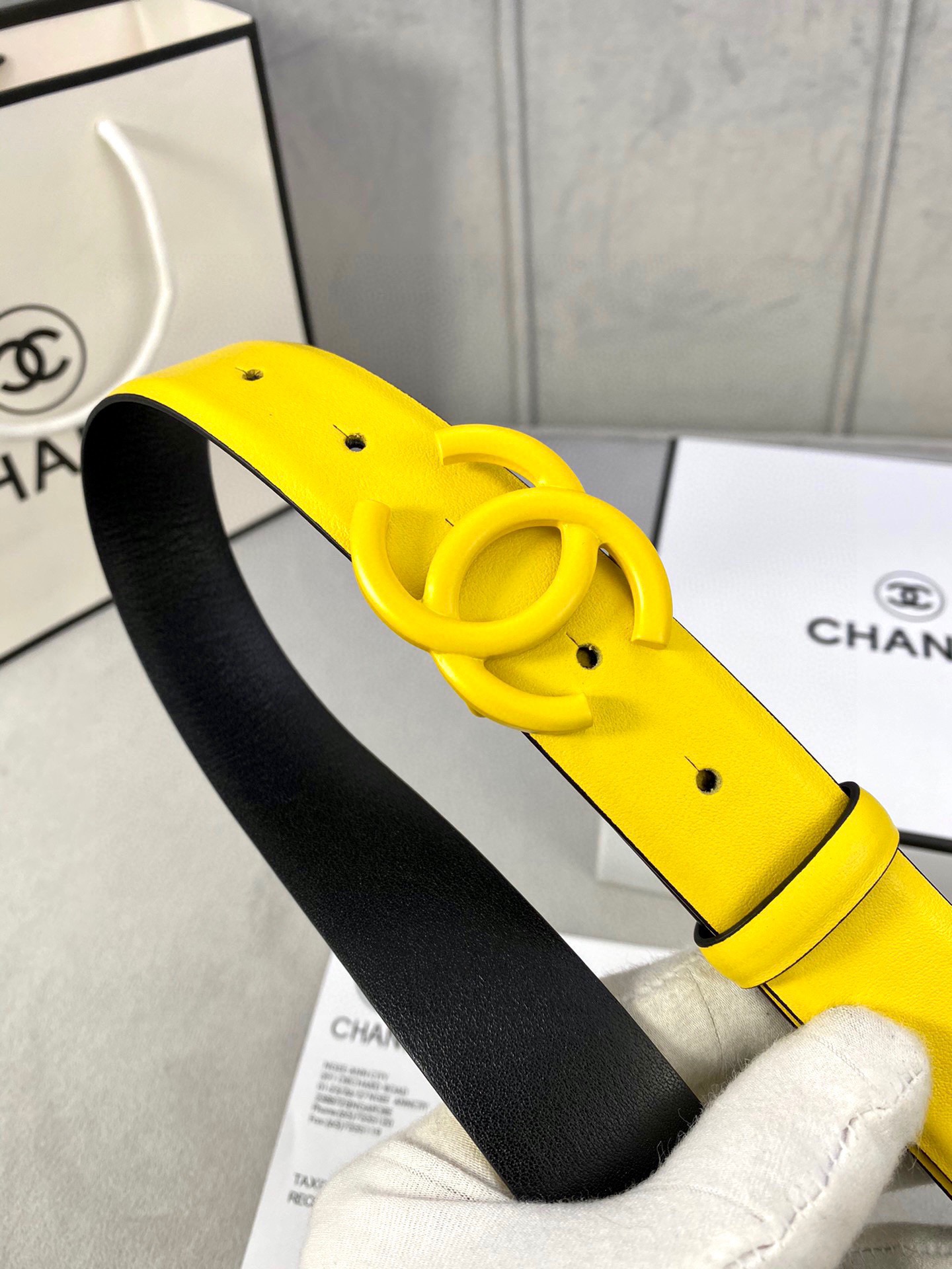 Chanel 高仿 黃色雙C扣皮帶 女士時尚腰帶| 9 Chanel 高仿 黃色雙C扣皮帶 女士時尚腰帶