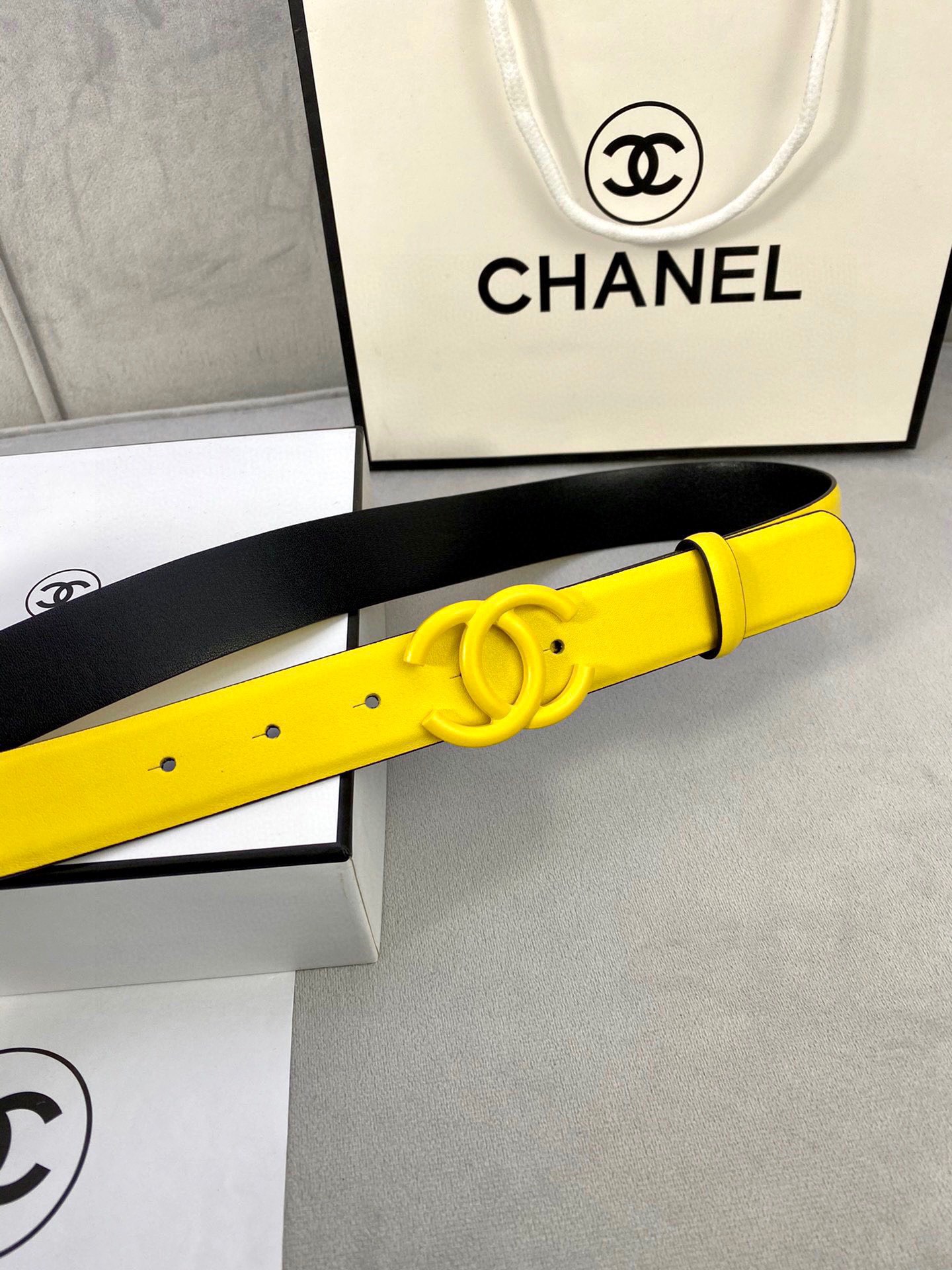 Chanel 高仿 黃色雙C扣皮帶 女士時尚腰帶| 7 Chanel 高仿 黃色雙C扣皮帶 女士時尚腰帶