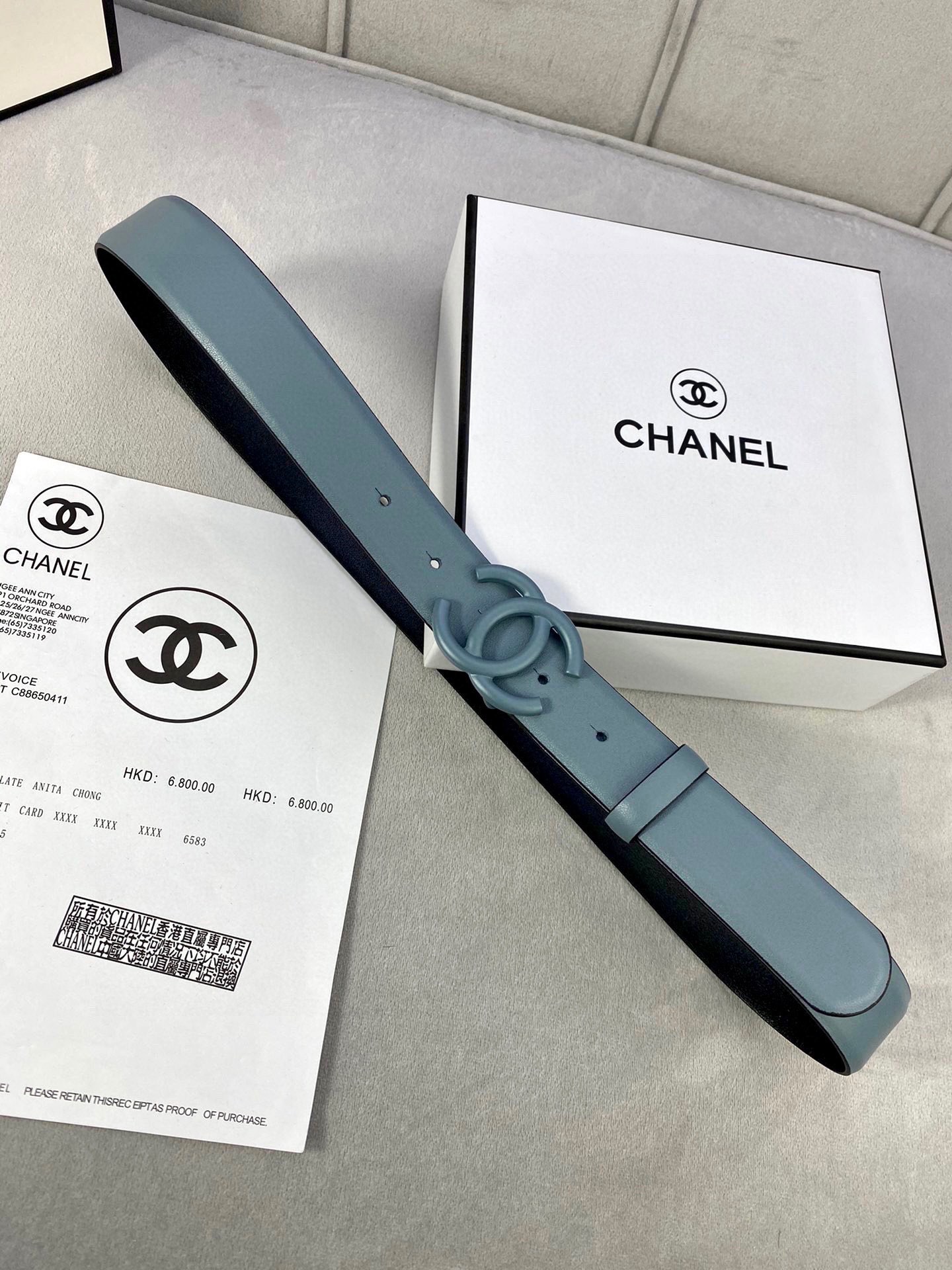 Chanel 高仿 藍灰雙C扣皮帶 女士時尚腰帶| 11 Chanel 高仿 藍灰雙C扣皮帶 女士時尚腰帶