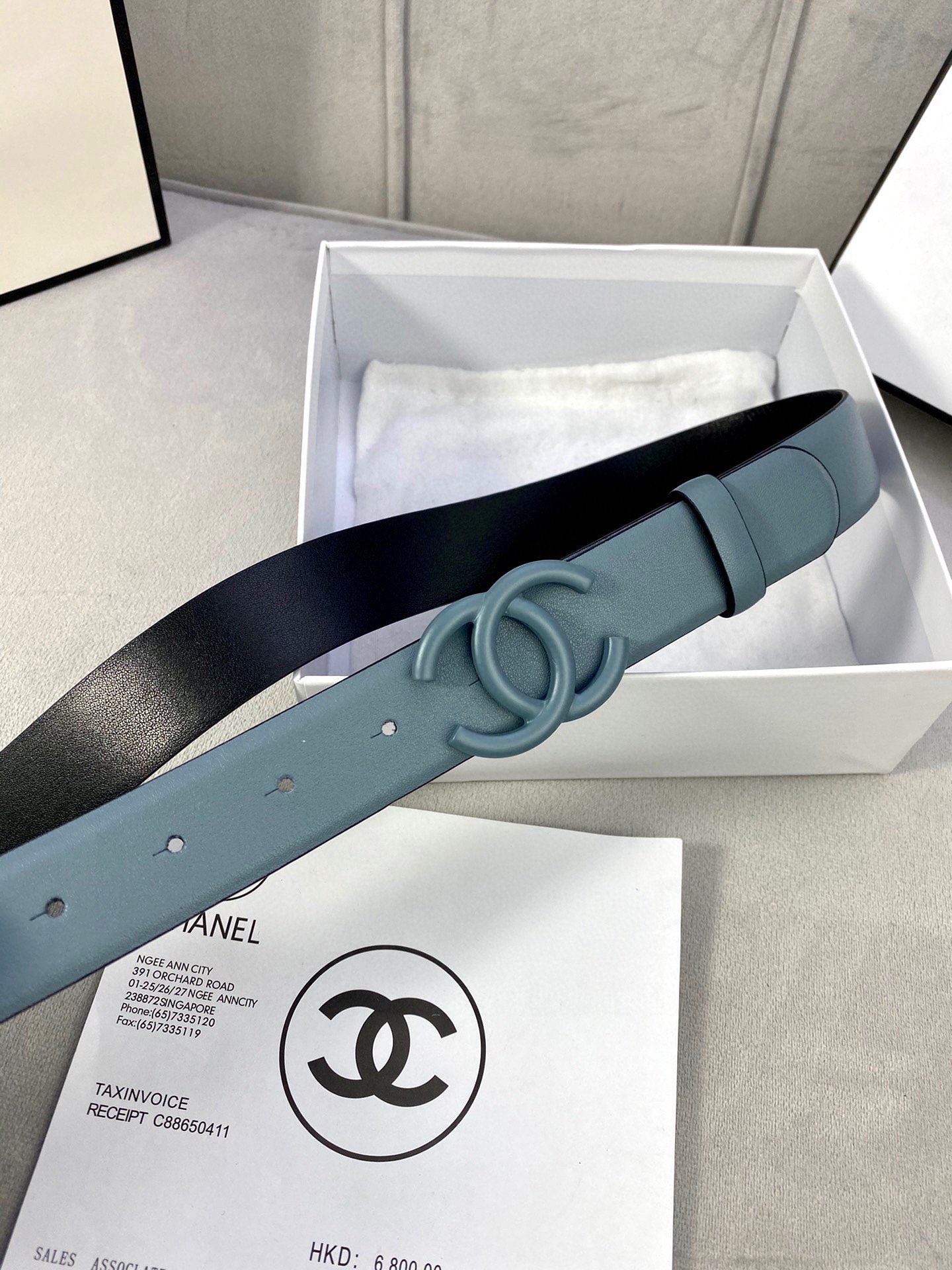 Chanel 高仿 藍灰雙C扣皮帶 女士時尚腰帶| 10 Chanel 高仿 藍灰雙C扣皮帶 女士時尚腰帶