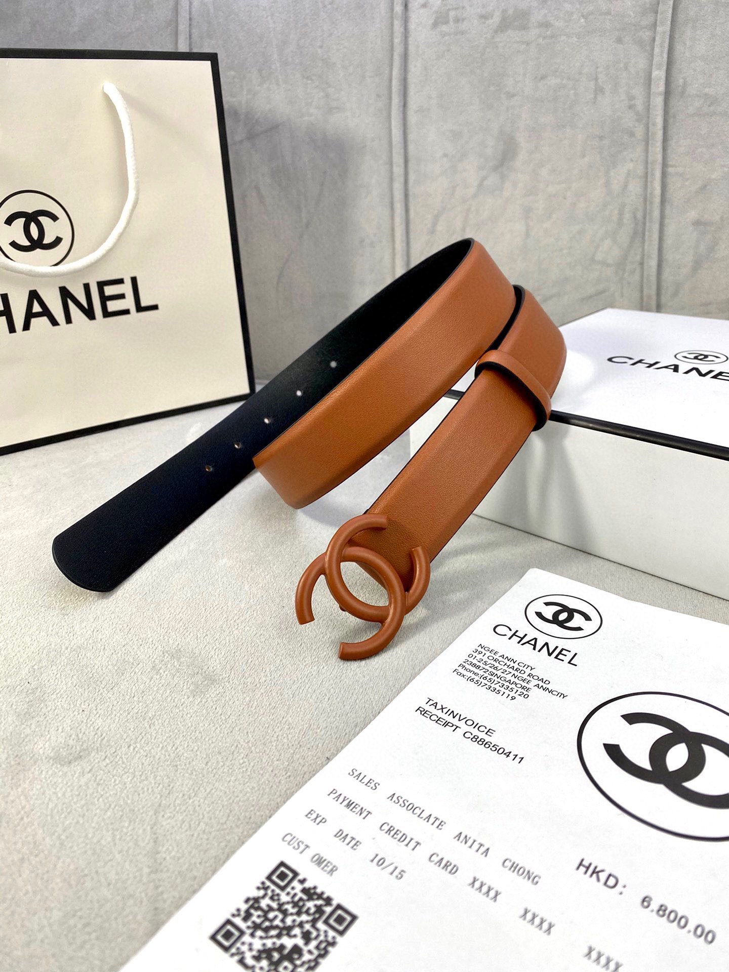 Chanel A貨 棕色雙C扣皮帶 女士時尚百搭腰帶