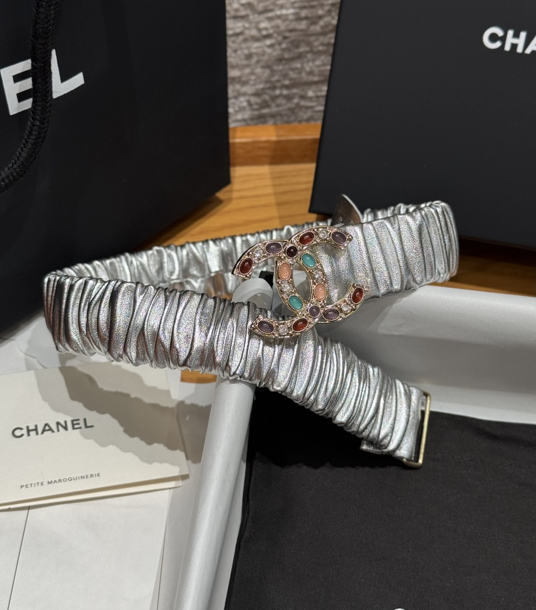 Chanel銀色彩寶雙C扣女士皮帶 高仿小香風時尚腰帶| 13 Chanel銀色彩寶雙C扣女士皮帶 高仿小香風時尚腰帶