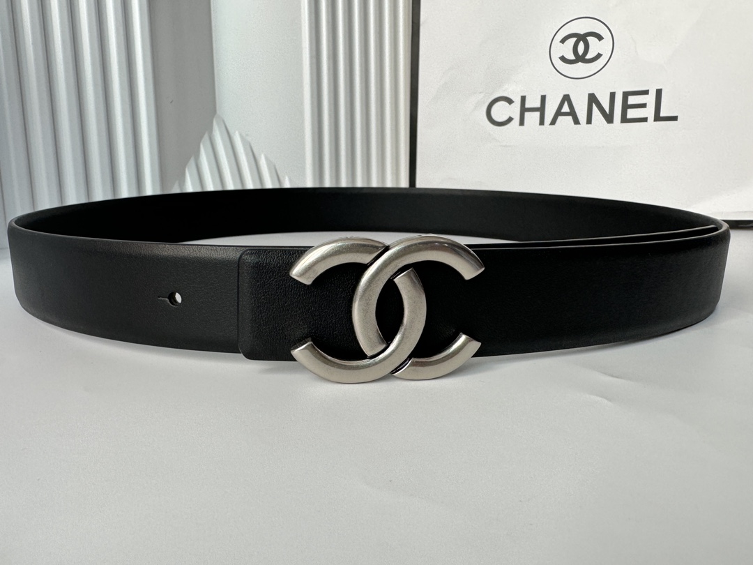 CHANEL 原單 女款 雙C牛皮皮帶 黑色經典百搭腰帶| 6 CHANEL 原單 女款 雙C牛皮皮帶 黑色經典百搭腰帶