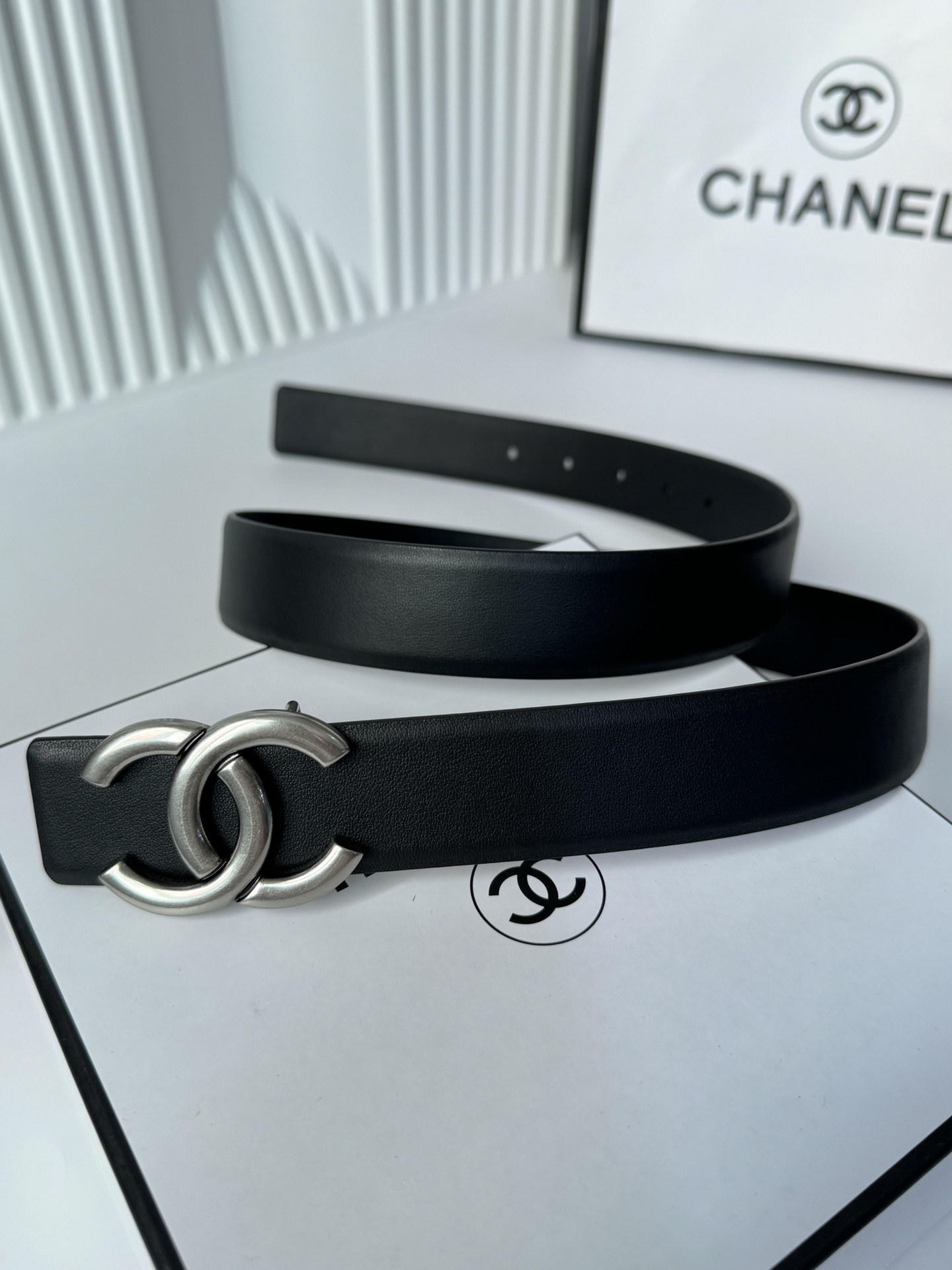 CHANEL 原單 女款 雙C牛皮皮帶 黑色經典百搭腰帶| 7 CHANEL 原單 女款 雙C牛皮皮帶 黑色經典百搭腰帶