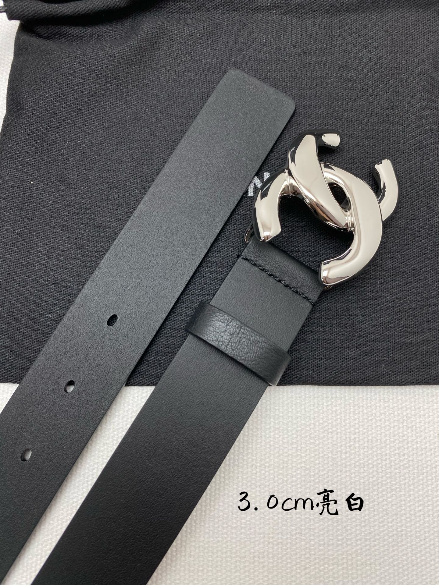 CHANEL 高仿 女款 3.0cm雙C扣皮帶 黑色百搭精品腰帶| 11 CHANEL 高仿 女款 3.0cm雙C扣皮帶 黑色百搭精品腰帶