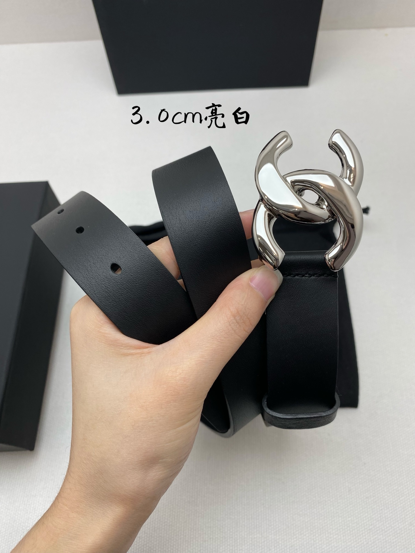 CHANEL 高仿 女款 3.0cm雙C扣皮帶 黑色百搭精品腰帶| 9 CHANEL 高仿 女款 3.0cm雙C扣皮帶 黑色百搭精品腰帶