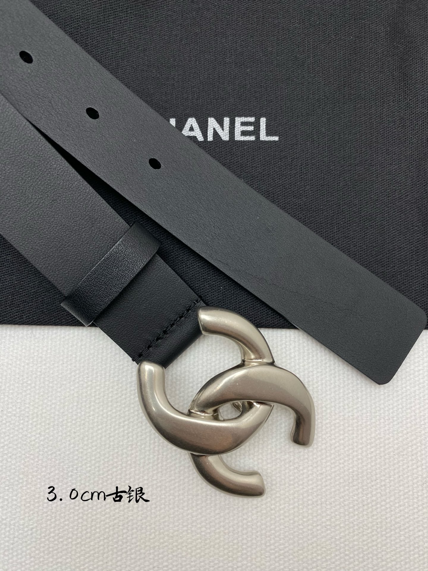 CHANEL 一比一 女款 3.0cm雙C扣黑色皮帶 古銀扣百搭款| 7 CHANEL 一比一 女款 3.0cm雙C扣黑色皮帶 古銀扣百搭款