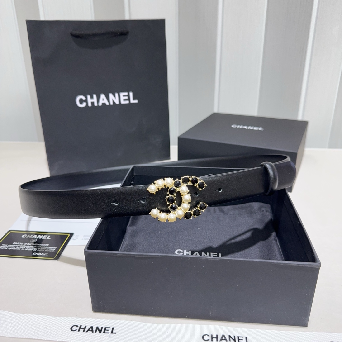 CHANEL高仿 女款 珍珠雙C扣牛皮皮帶 氣質百搭腰帶| 6 CHANEL高仿 女款 珍珠雙C扣牛皮皮帶 氣質百搭腰帶