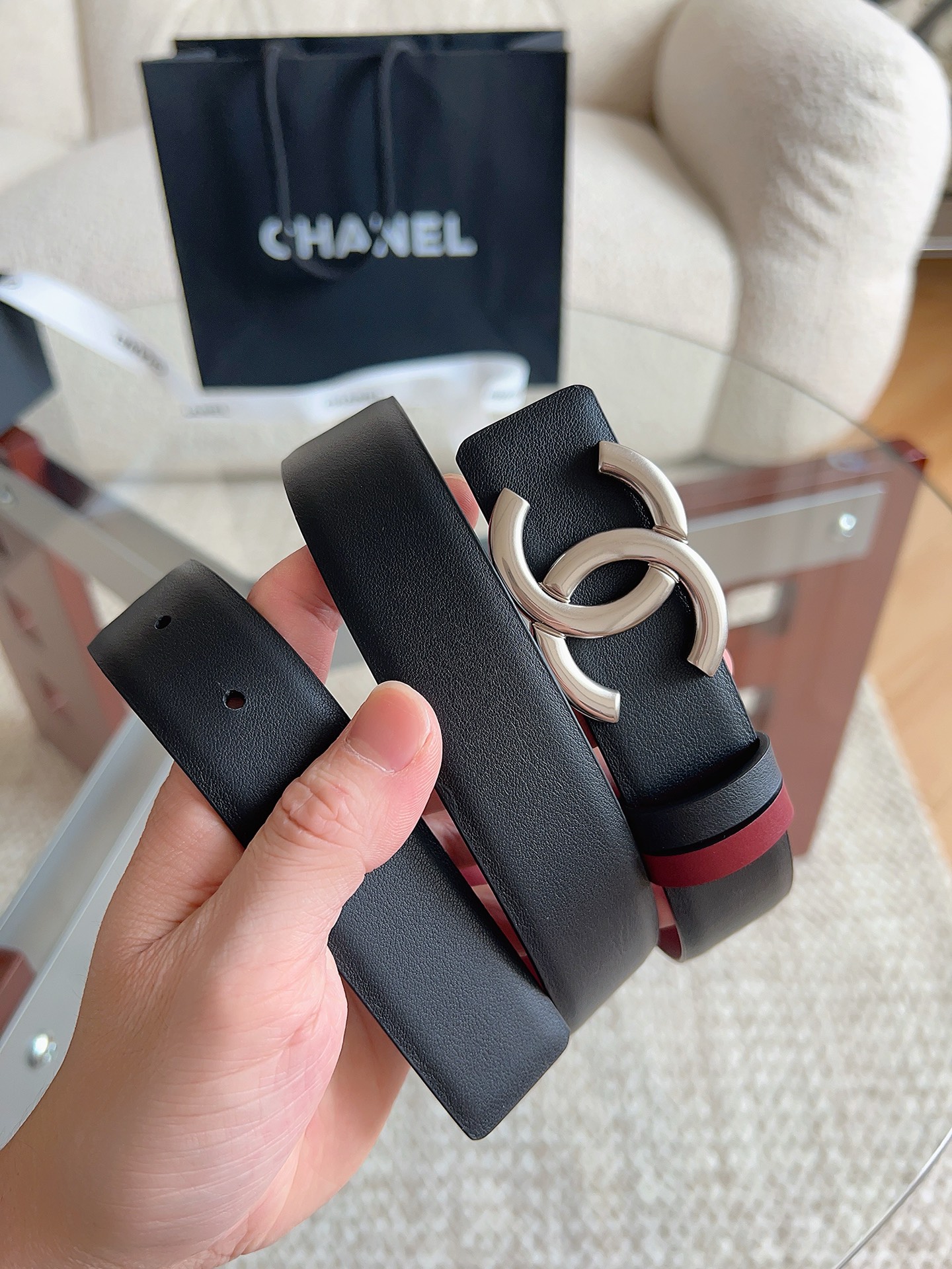 CHANEL 高仿 女款 雙C扣牛皮皮帶 高級感腰帶| 14 CHANEL 高仿 女款 雙C扣牛皮皮帶 高級感腰帶