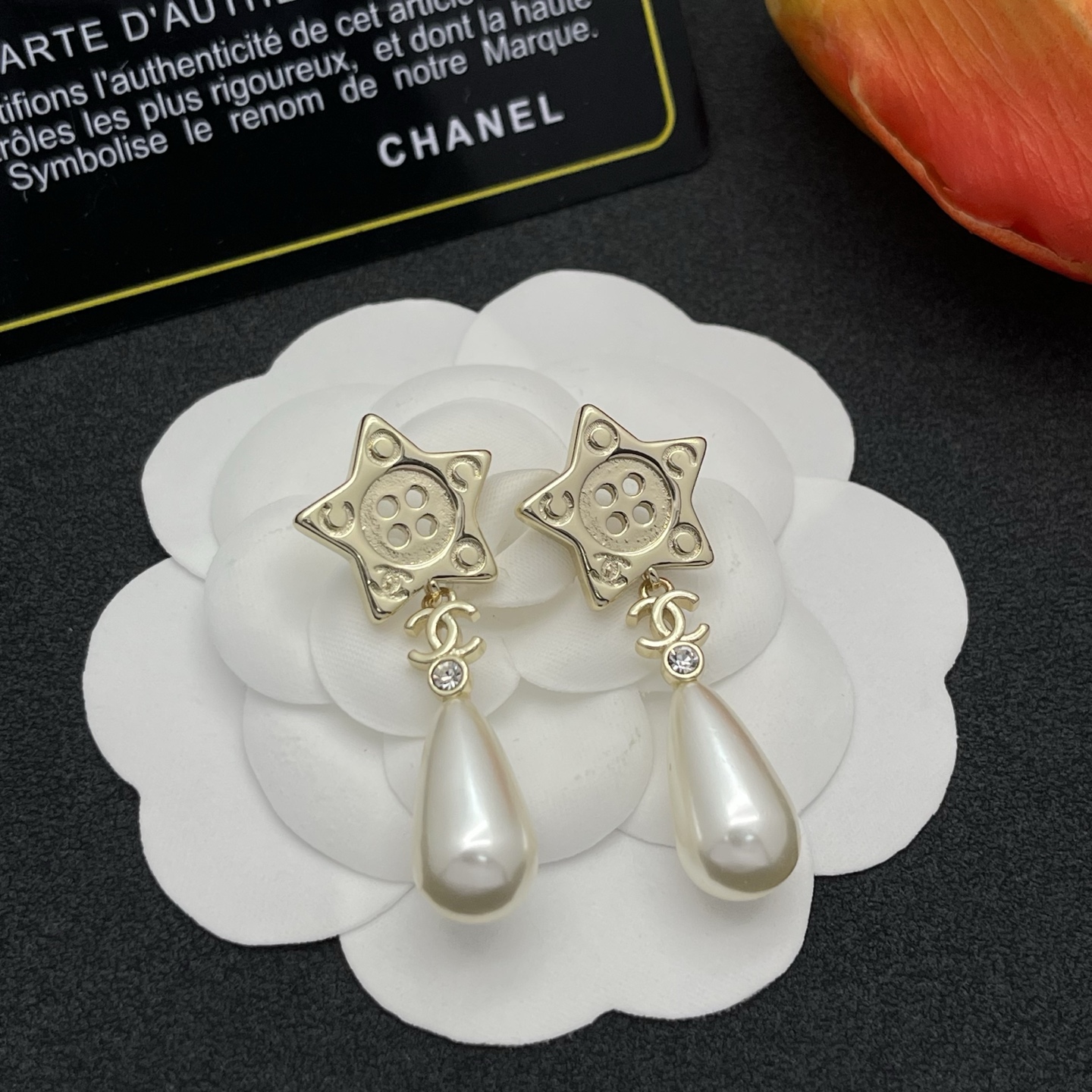 CHANEL 高仿五角星珍珠耳環 金色可愛吊墜款| 12 CHANEL 高仿五角星珍珠耳環 金色可愛吊墜款