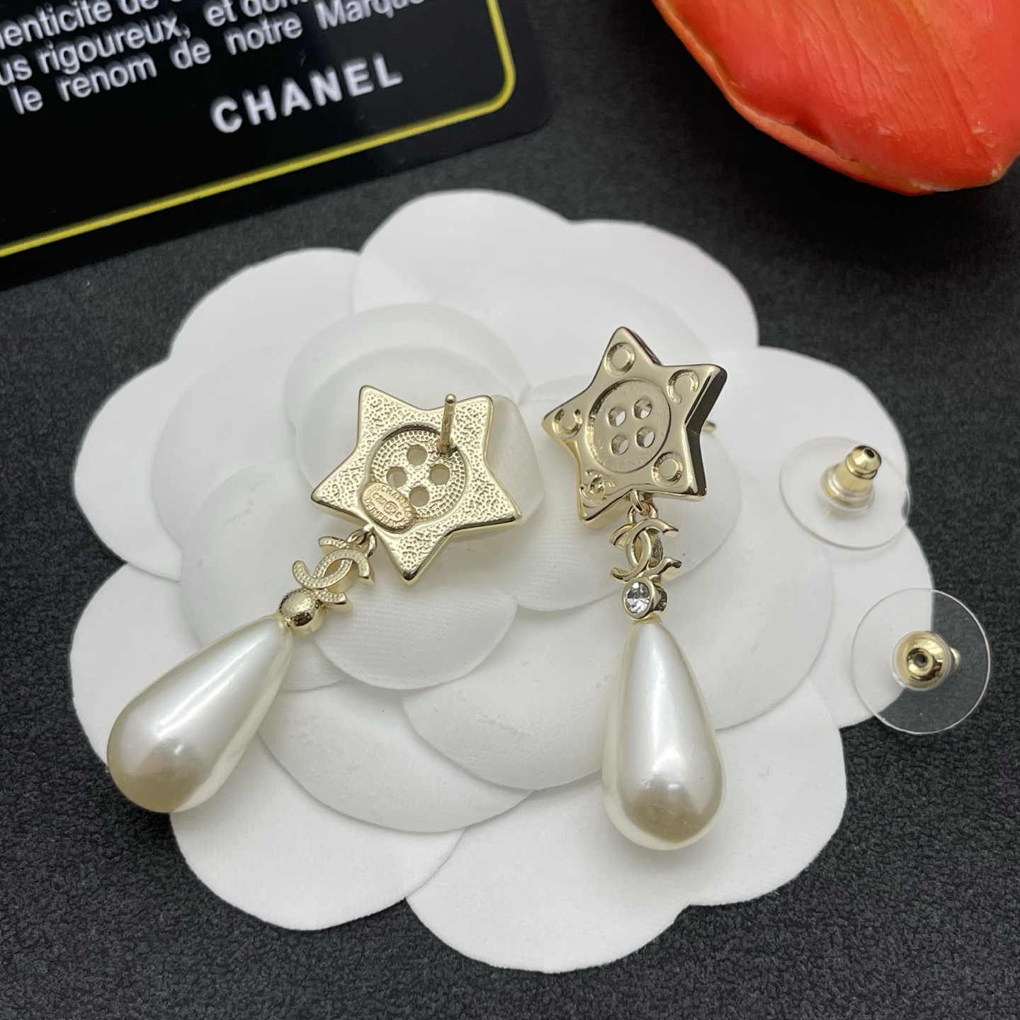 CHANEL 高仿五角星珍珠耳環 金色可愛吊墜款| 9 CHANEL 高仿五角星珍珠耳環 金色可愛吊墜款