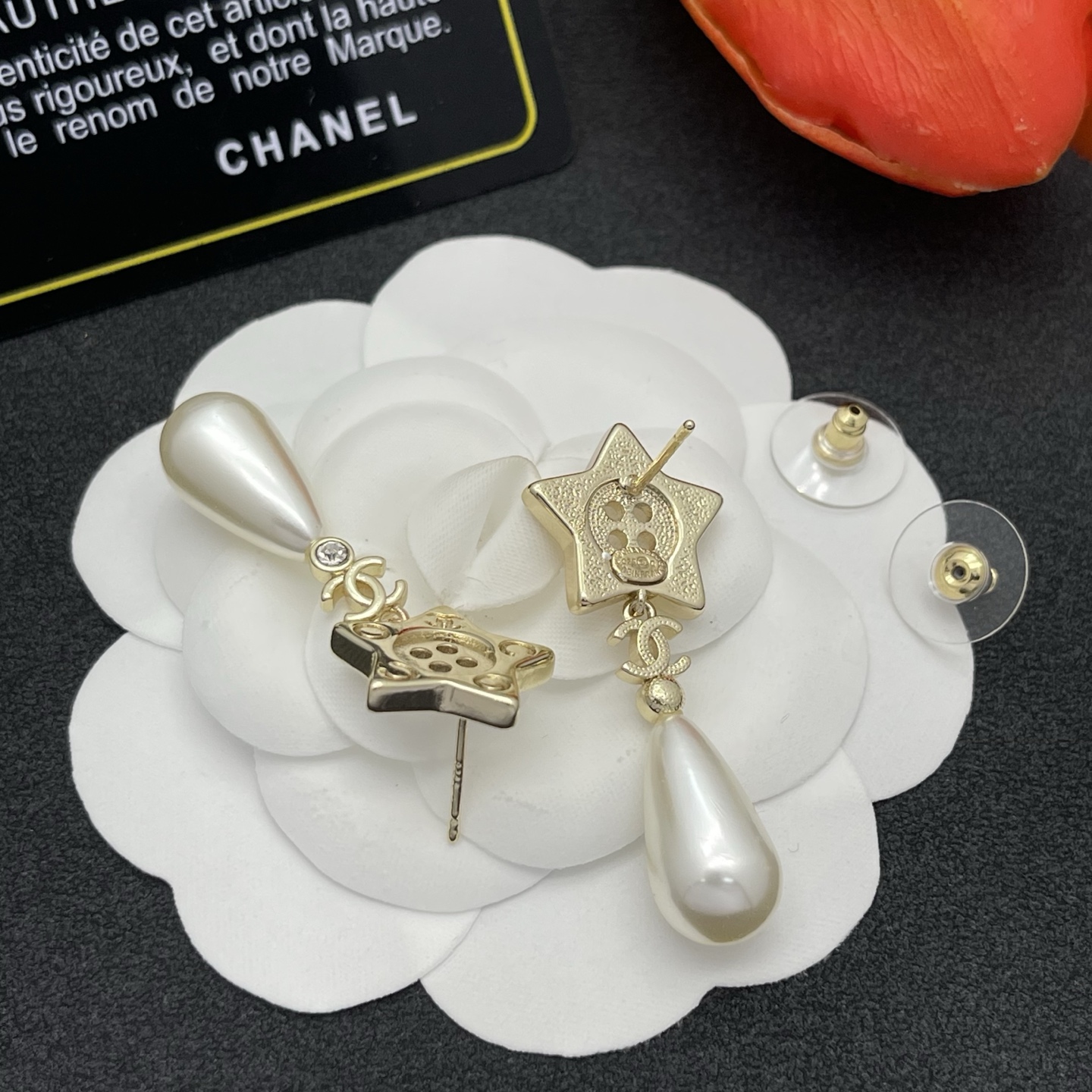 CHANEL 高仿五角星珍珠耳環 金色可愛吊墜款| 8 CHANEL 高仿五角星珍珠耳環 金色可愛吊墜款