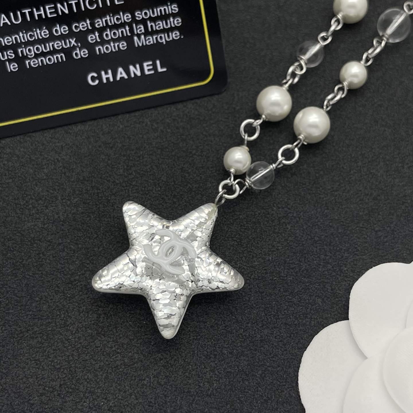 Chanel 原單星星珍珠串鍊項鍊|透明珠+珍珠優雅混搭設計| 12 Chanel 原單星星珍珠串鍊項鍊|透明珠+珍珠優雅混搭設計