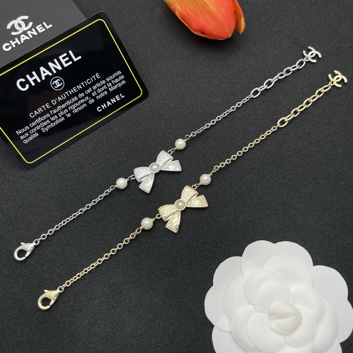 CHANEL 一比一 蝴蝶結珍珠手鍊 女款 氣質銀色立體設計 小香風精品飾品| 7 CHANEL 一比一 蝴蝶結珍珠手鍊 女款 氣質銀色立體設計 小香風精品飾品