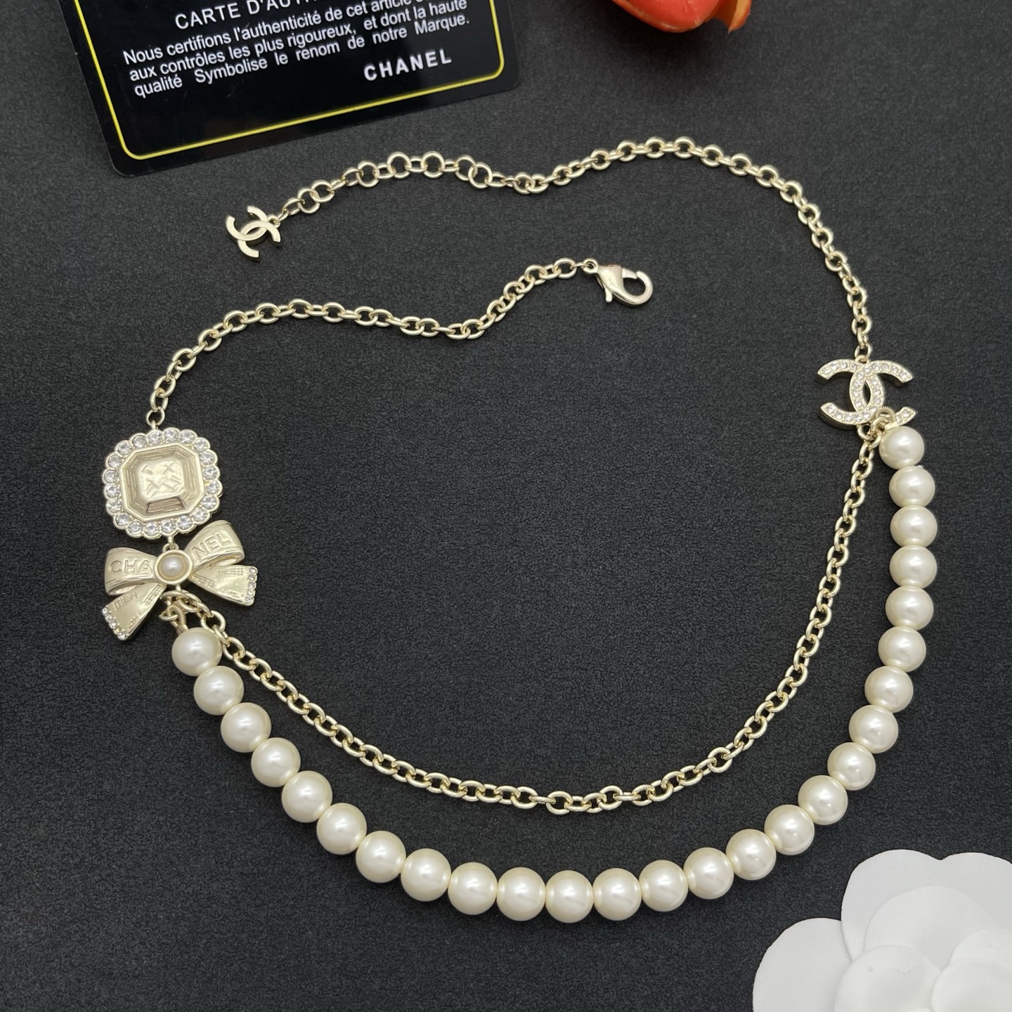 Chanel 蝴蝶結珍珠項鍊 原單 女款 金色立體蝴蝶結設計 氣質甜美精品風| 13 Chanel 蝴蝶結珍珠項鍊 原單 女款 金色立體蝴蝶結設計 氣質甜美精品風