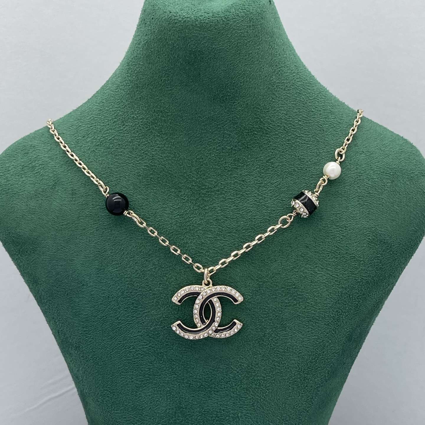 Chanel 黑金 CC 不對稱項鍊 原單 女款 黑珍珠元素 時髦高級風