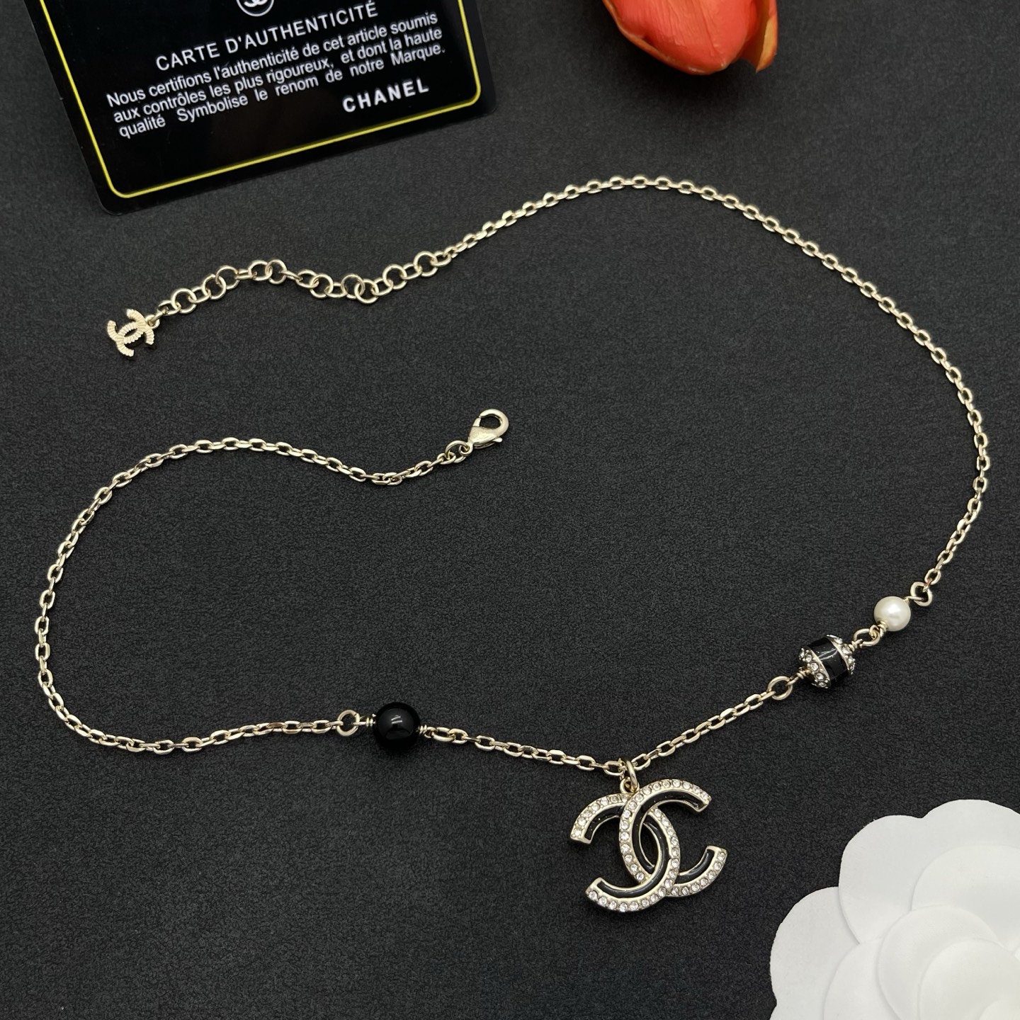 Chanel 黑金 CC 不對稱項鍊 原單 女款 黑珍珠元素 時髦高級風| 14 Chanel 黑金 CC 不對稱項鍊 原單 女款 黑珍珠元素 時髦高級風