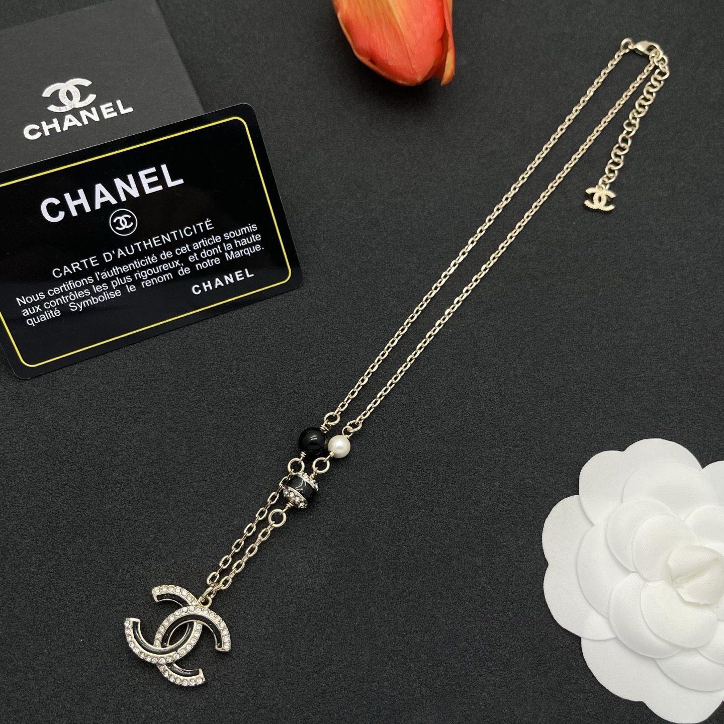 Chanel 黑金 CC 不對稱項鍊 原單 女款 黑珍珠元素 時髦高級風| 13 Chanel 黑金 CC 不對稱項鍊 原單 女款 黑珍珠元素 時髦高級風