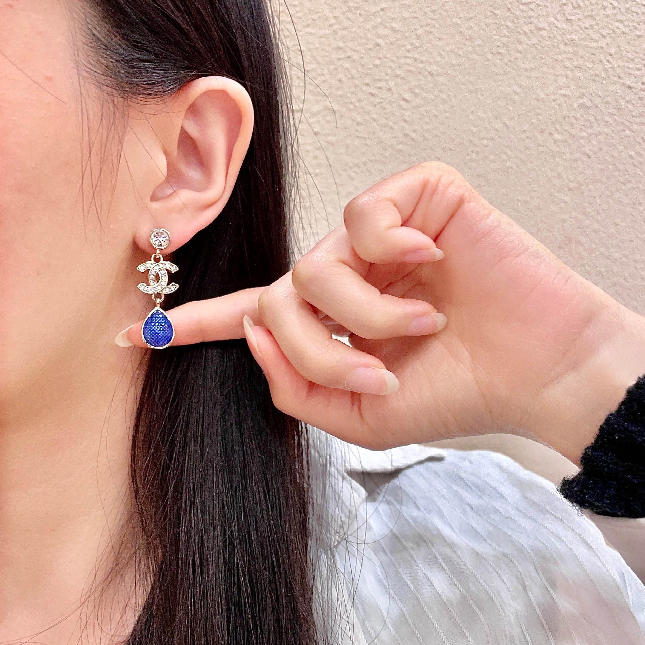 Chanel A貨 女款 雙C藍寶石水滴耳環 優雅氣質款| 14 Chanel A貨 女款 雙C藍寶石水滴耳環 優雅氣質款