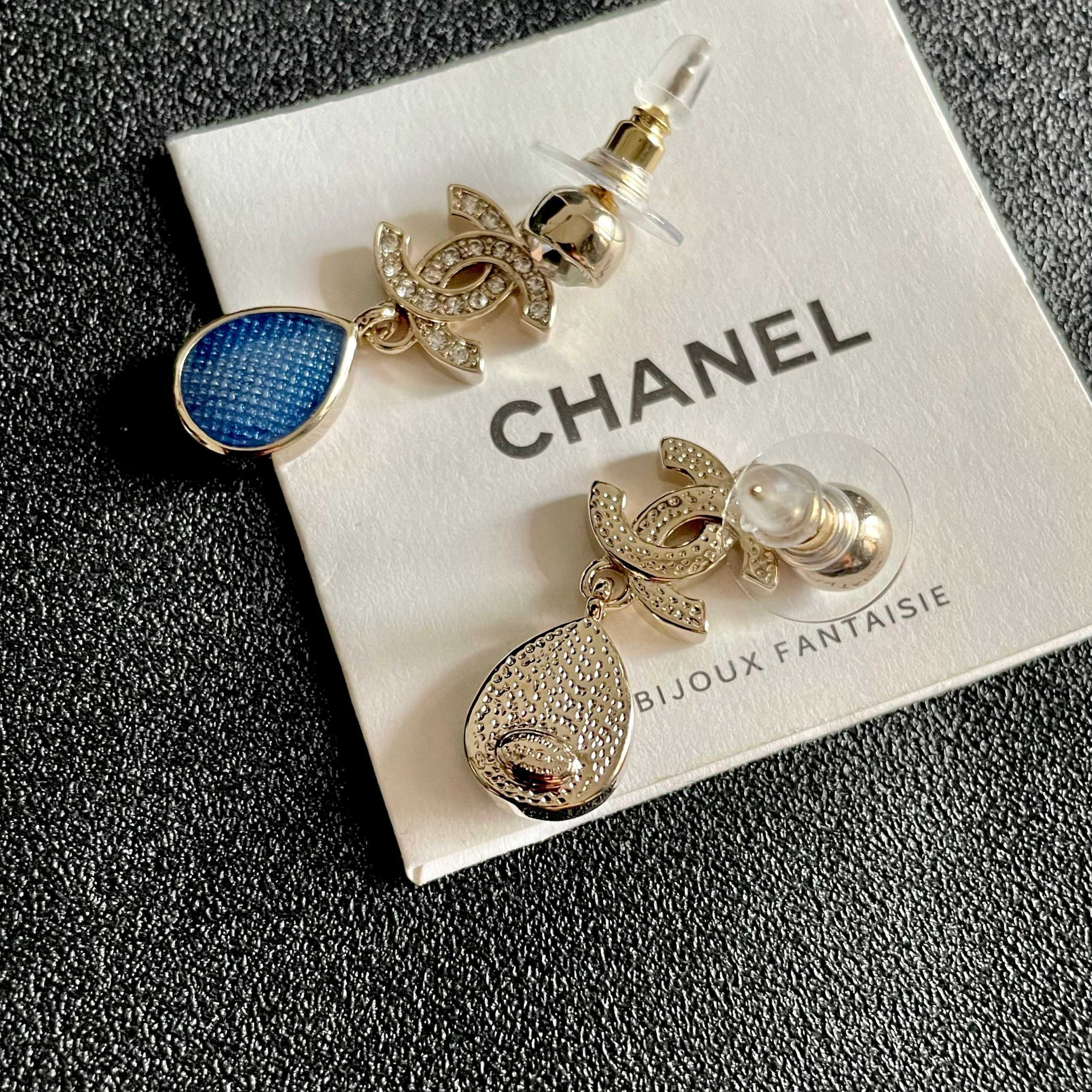 Chanel A貨 女款 雙C藍寶石水滴耳環 優雅氣質款| 9 Chanel A貨 女款 雙C藍寶石水滴耳環 優雅氣質款