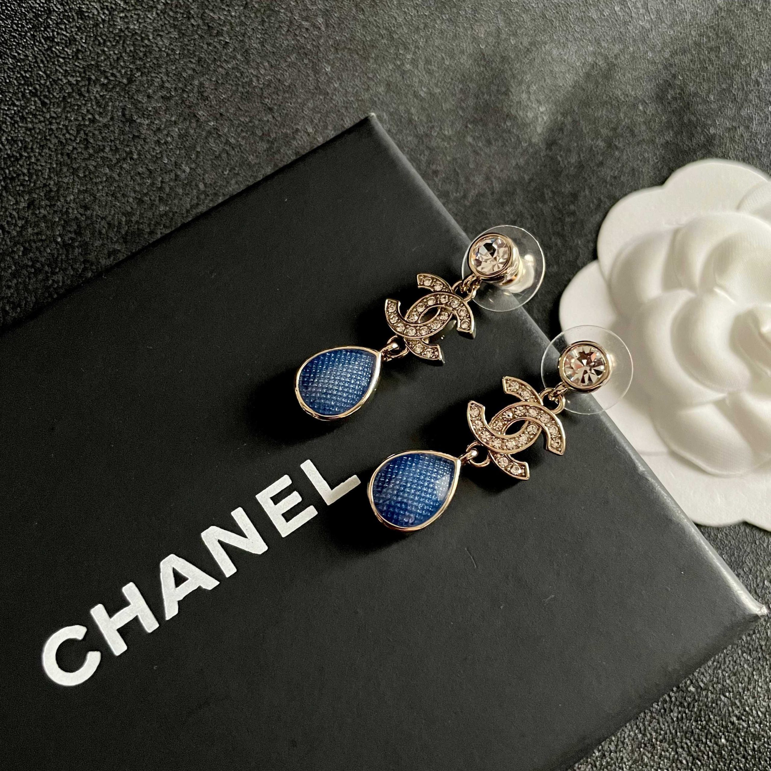 Chanel A貨 女款 雙C藍寶石水滴耳環 優雅氣質款| 7 Chanel A貨 女款 雙C藍寶石水滴耳環 優雅氣質款