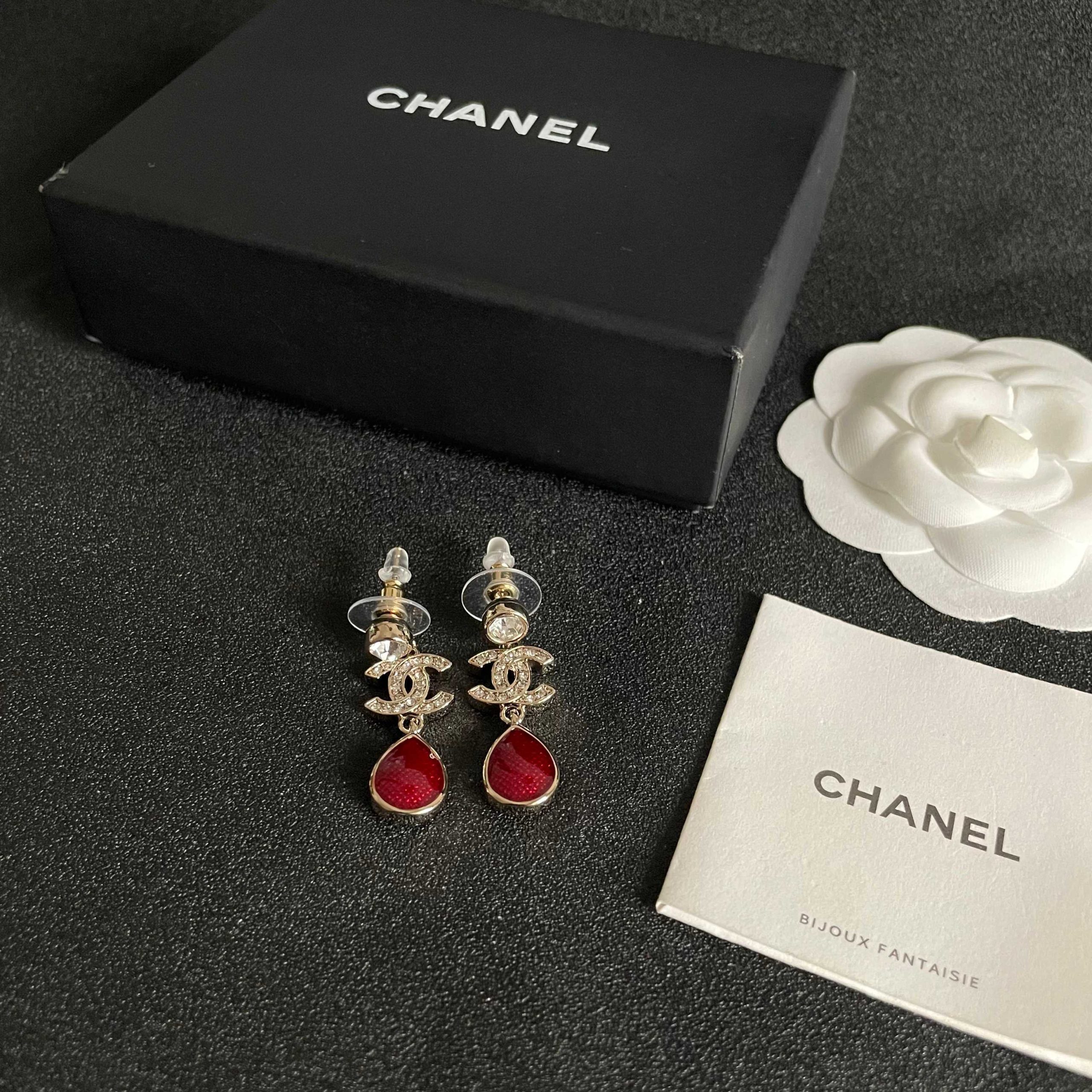 Chanel 一比一 女款 紅色水滴耳環 經典雙C設計 氣質款| 11 Chanel 一比一 女款 紅色水滴耳環 經典雙C設計 氣質款