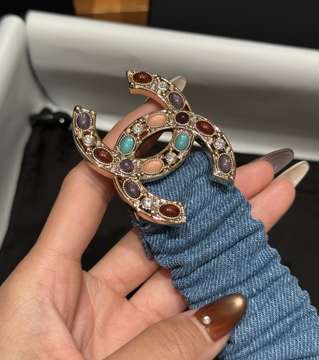 Chanel牛仔彩寶雙C扣女士腰帶 高仿小香風時尚皮帶| 9 Chanel牛仔彩寶雙C扣女士腰帶 高仿小香風時尚皮帶