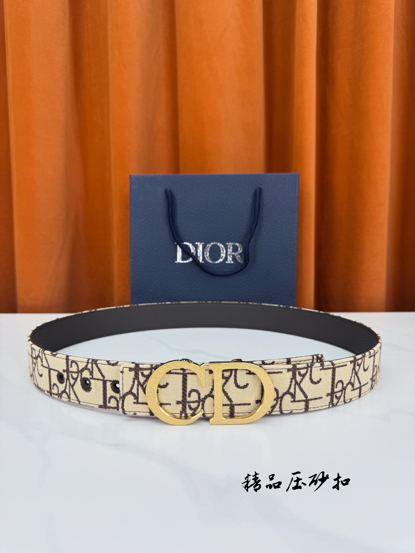 Dior 一比一 男款 CD老花帆布皮帶 金色Logo扣 精品商務款| 11 Dior 一比一 男款 CD老花帆布皮帶 金色Logo扣 精品商務款