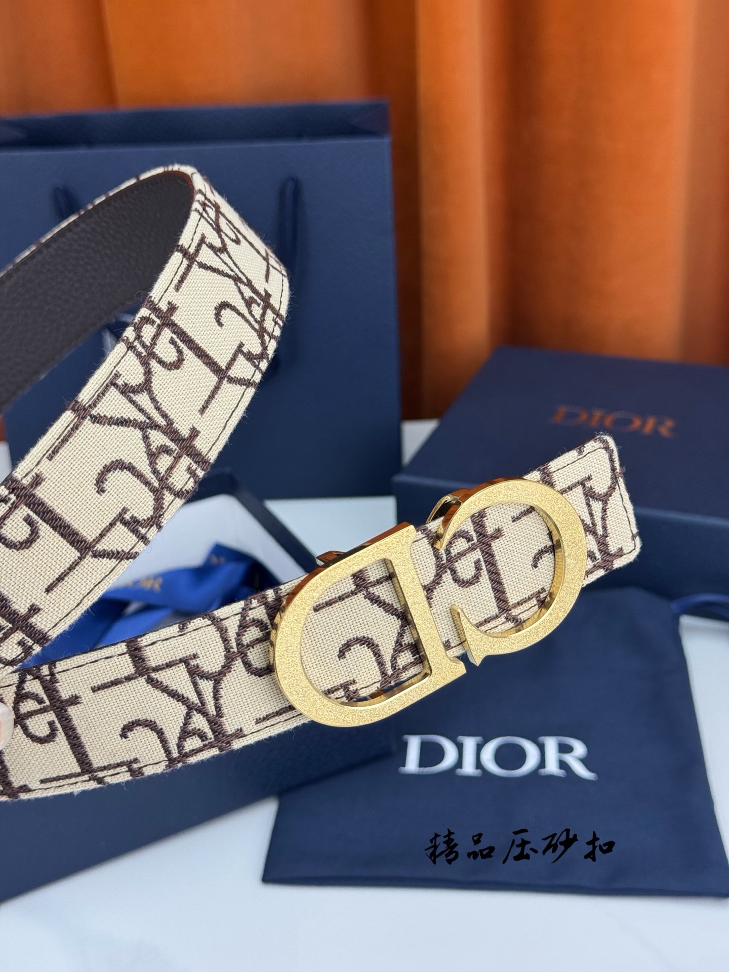 Dior 一比一 男款 CD老花帆布皮帶 金色Logo扣 精品商務款| 8 Dior 一比一 男款 CD老花帆布皮帶 金色Logo扣 精品商務款