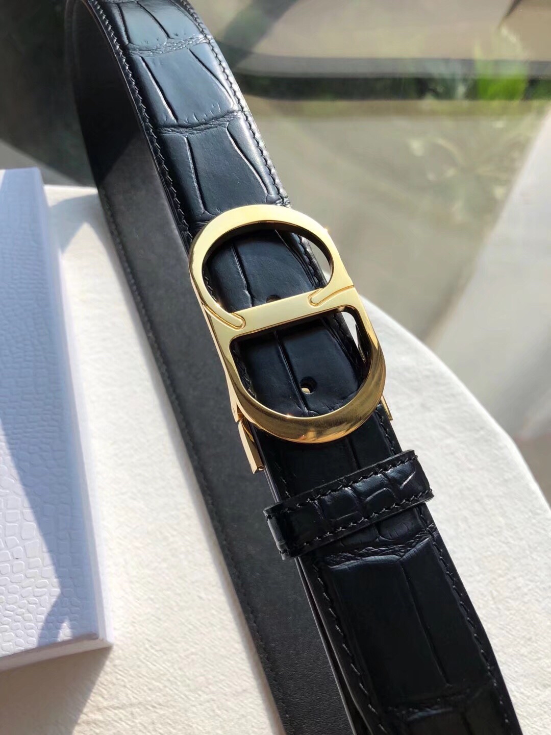Dior A貨 男款 CD老花皮帶 黑銀扣設計 精品百搭腰帶