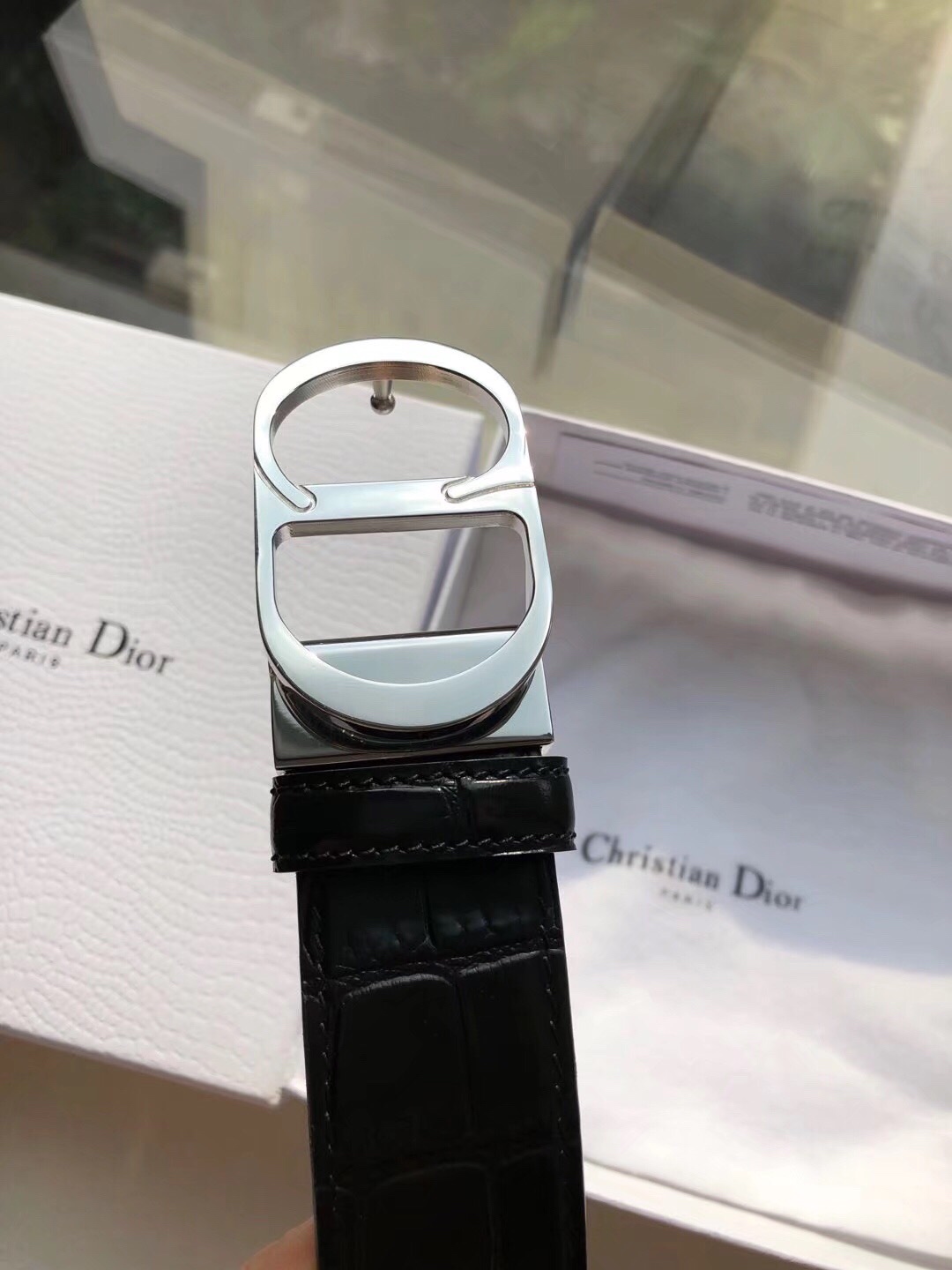 Dior 高仿 男款 CD黑色鱷魚壓紋皮帶 金色扣頭 商務款| 11 Dior 高仿 男款 CD黑色鱷魚壓紋皮帶 金色扣頭 商務款