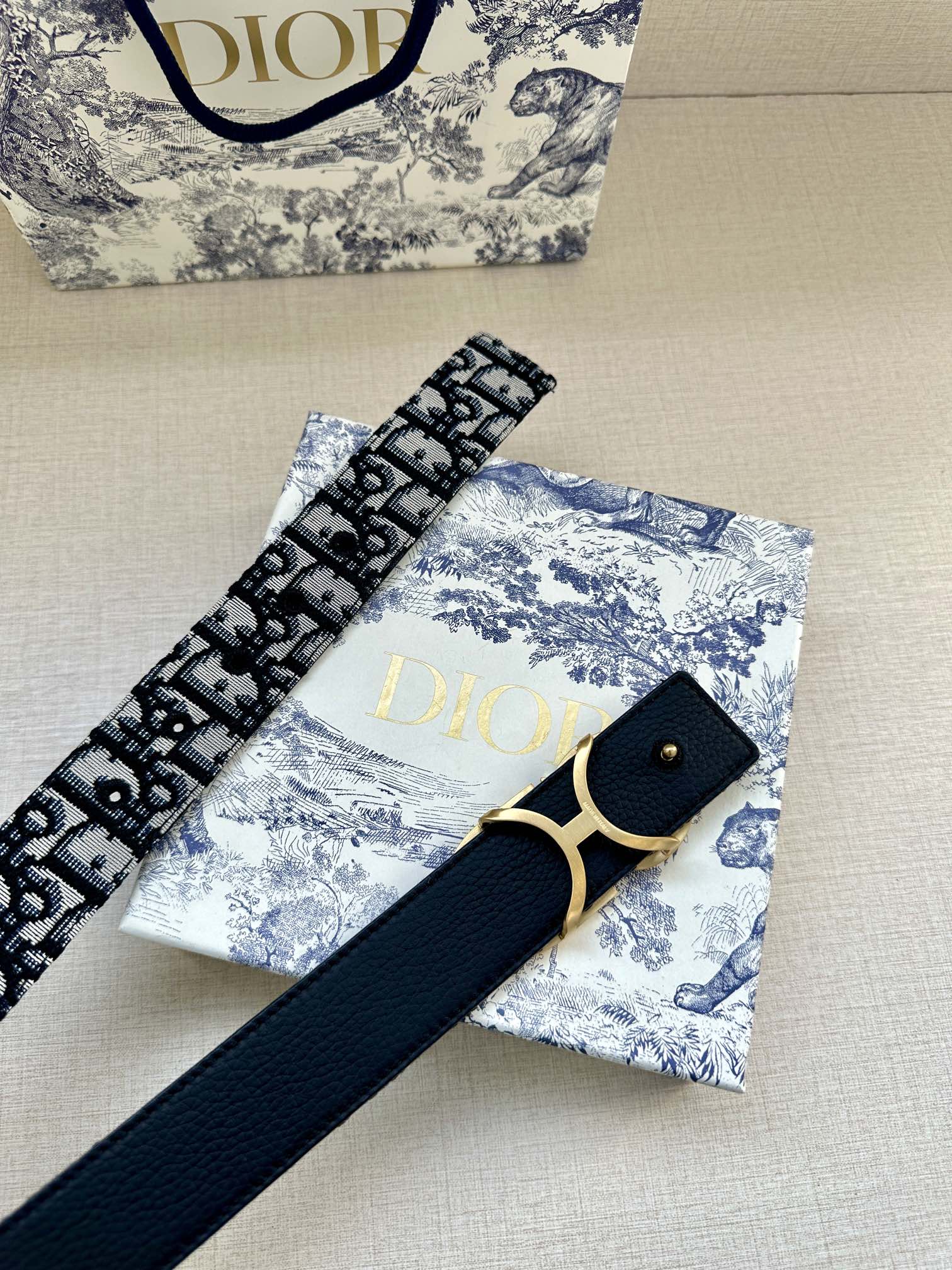 Dior 原單 男款 CD Oblique老花帆布皮帶 金色扣 精品腰帶| 12 Dior 原單 男款 CD Oblique老花帆布皮帶 金色扣 精品腰帶