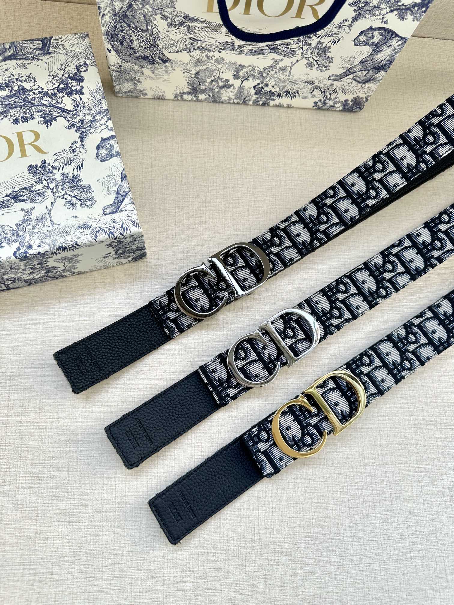 Dior A貨 男款 CD Oblique老花帆布皮帶 灰色扣 精品百搭腰帶| 6 Dior A貨 男款 CD Oblique老花帆布皮帶 灰色扣 精品百搭腰帶