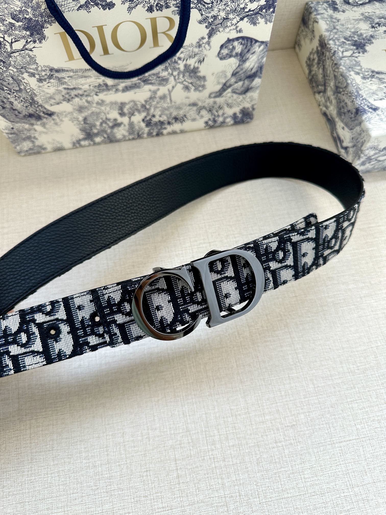 Dior 一比一 男款 Oblique老花帆布皮帶 銀色CD扣 經典精品款| 13 Dior 一比一 男款 Oblique老花帆布皮帶 銀色CD扣 經典精品款