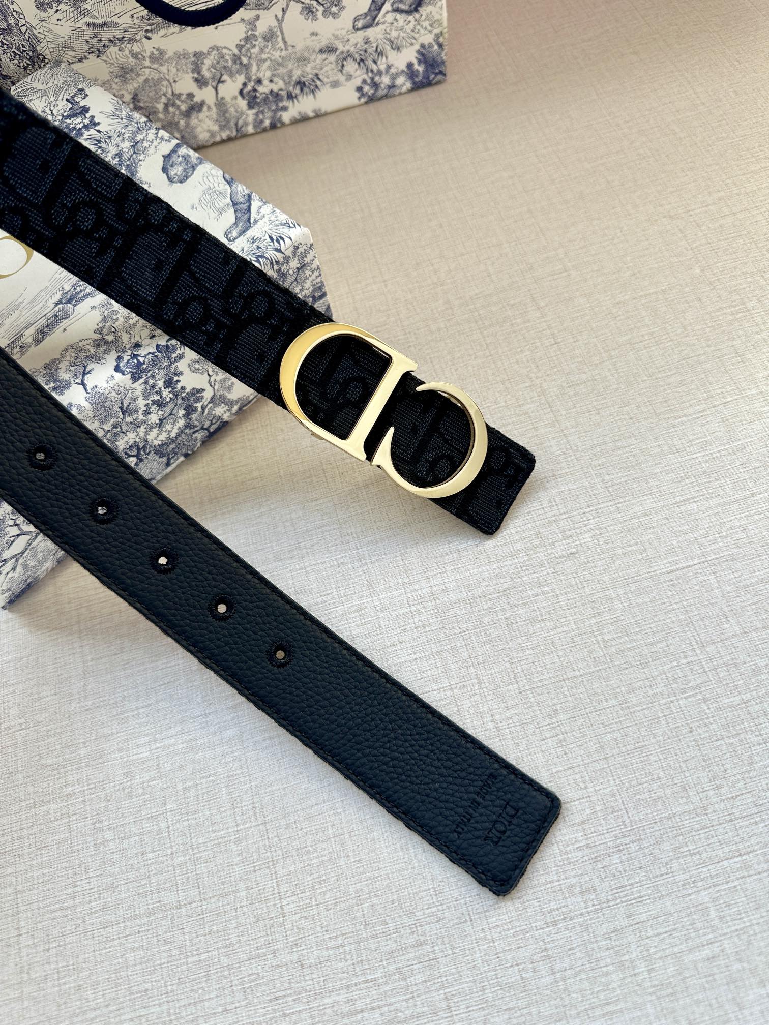 Dior 原單 男款 Oblique老花帆布皮帶 金色CD扣 精品商務款| 12 Dior 原單 男款 Oblique老花帆布皮帶 金色CD扣 精品商務款