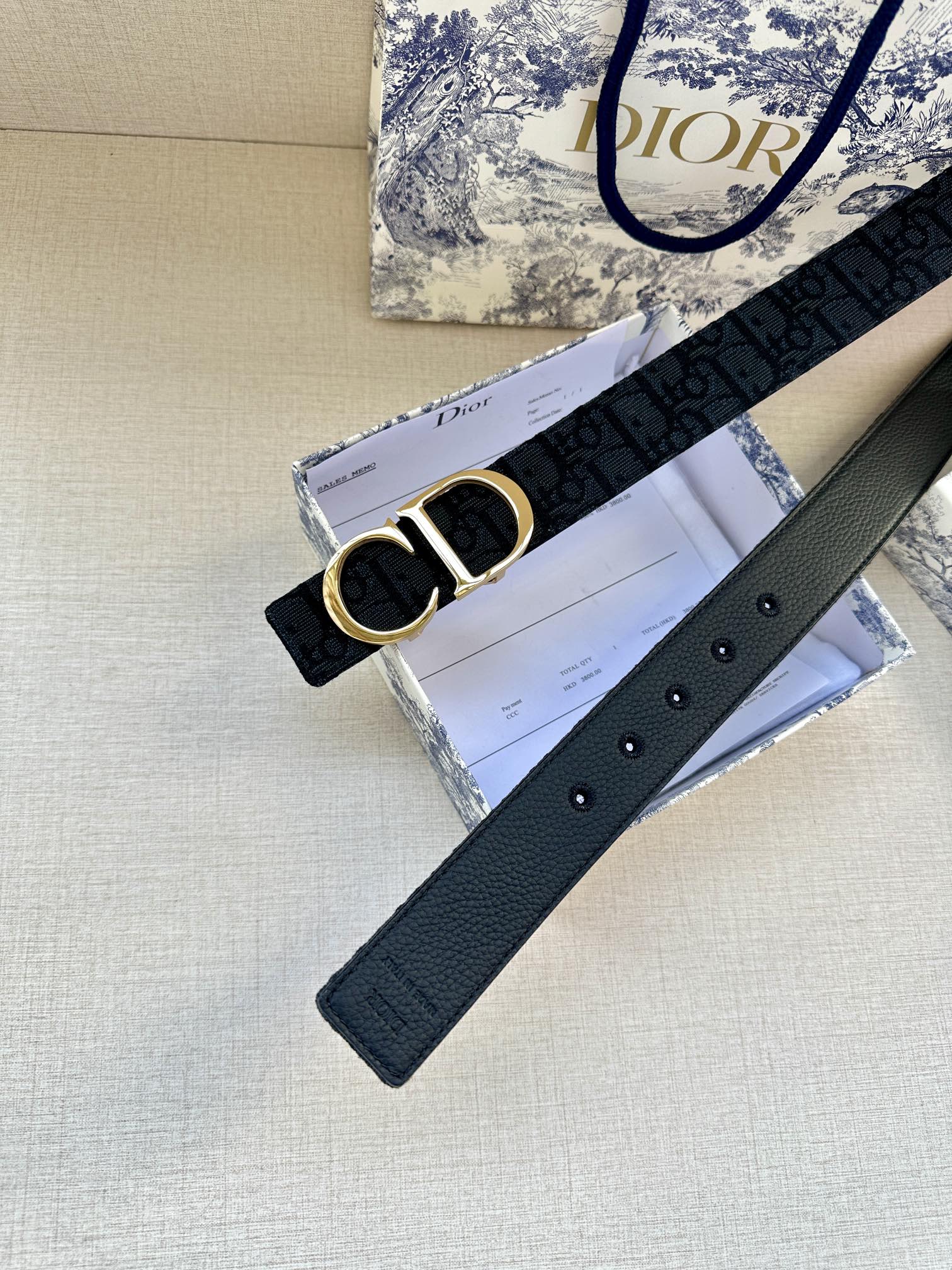 Dior 原單 男款 Oblique老花帆布皮帶 金色CD扣 精品商務款| 9 Dior 原單 男款 Oblique老花帆布皮帶 金色CD扣 精品商務款