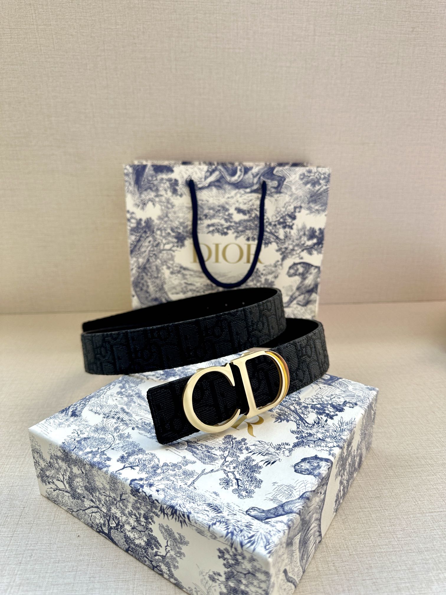 Dior 原單 男款 Oblique老花帆布皮帶 金色CD扣 精品商務款| 8 Dior 原單 男款 Oblique老花帆布皮帶 金色CD扣 精品商務款