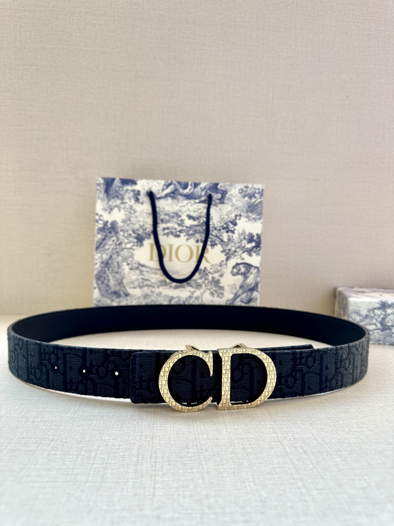 Dior A貨 男款 Oblique老花帆布皮帶 金色CD扣 百搭精品款| 6 Dior A貨 男款 Oblique老花帆布皮帶 金色CD扣 百搭精品款