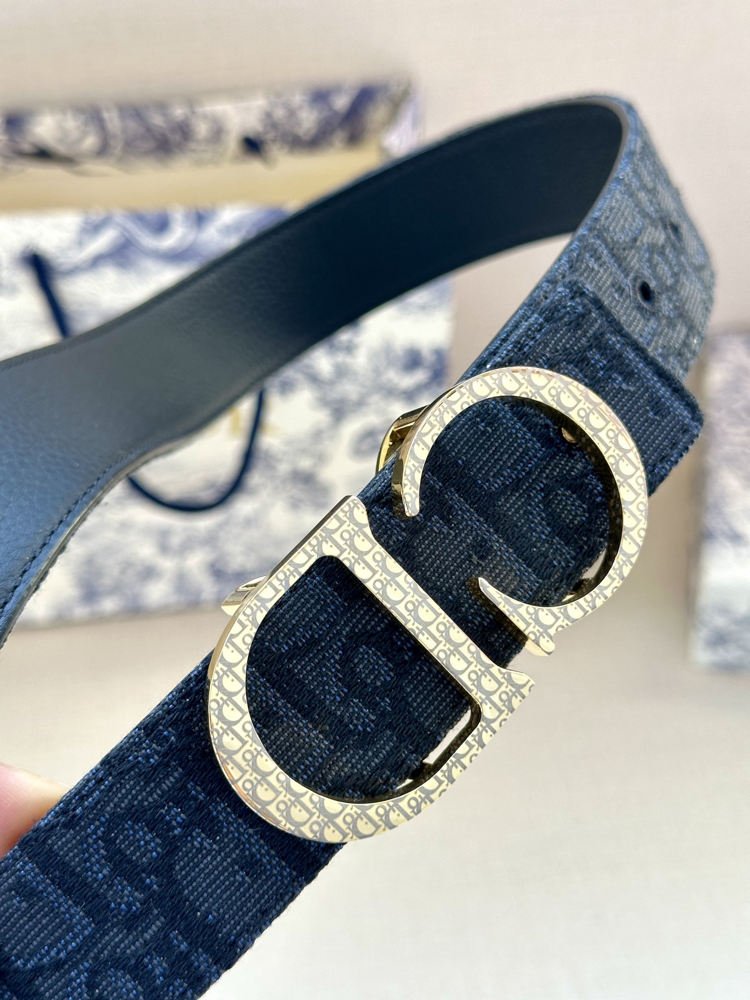 Dior A貨 男款 Oblique老花帆布皮帶 金色CD扣 百搭精品款| 14 Dior A貨 男款 Oblique老花帆布皮帶 金色CD扣 百搭精品款