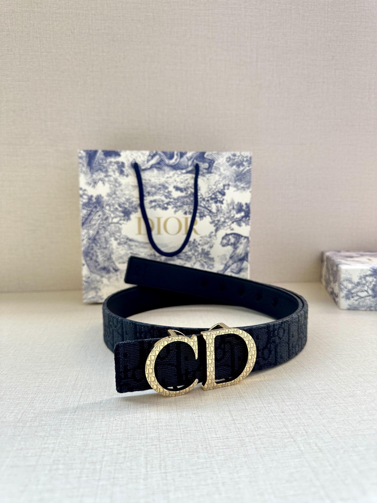 Dior A貨 男款 Oblique老花帆布皮帶 金色CD扣 百搭精品款| 13 Dior A貨 男款 Oblique老花帆布皮帶 金色CD扣 百搭精品款