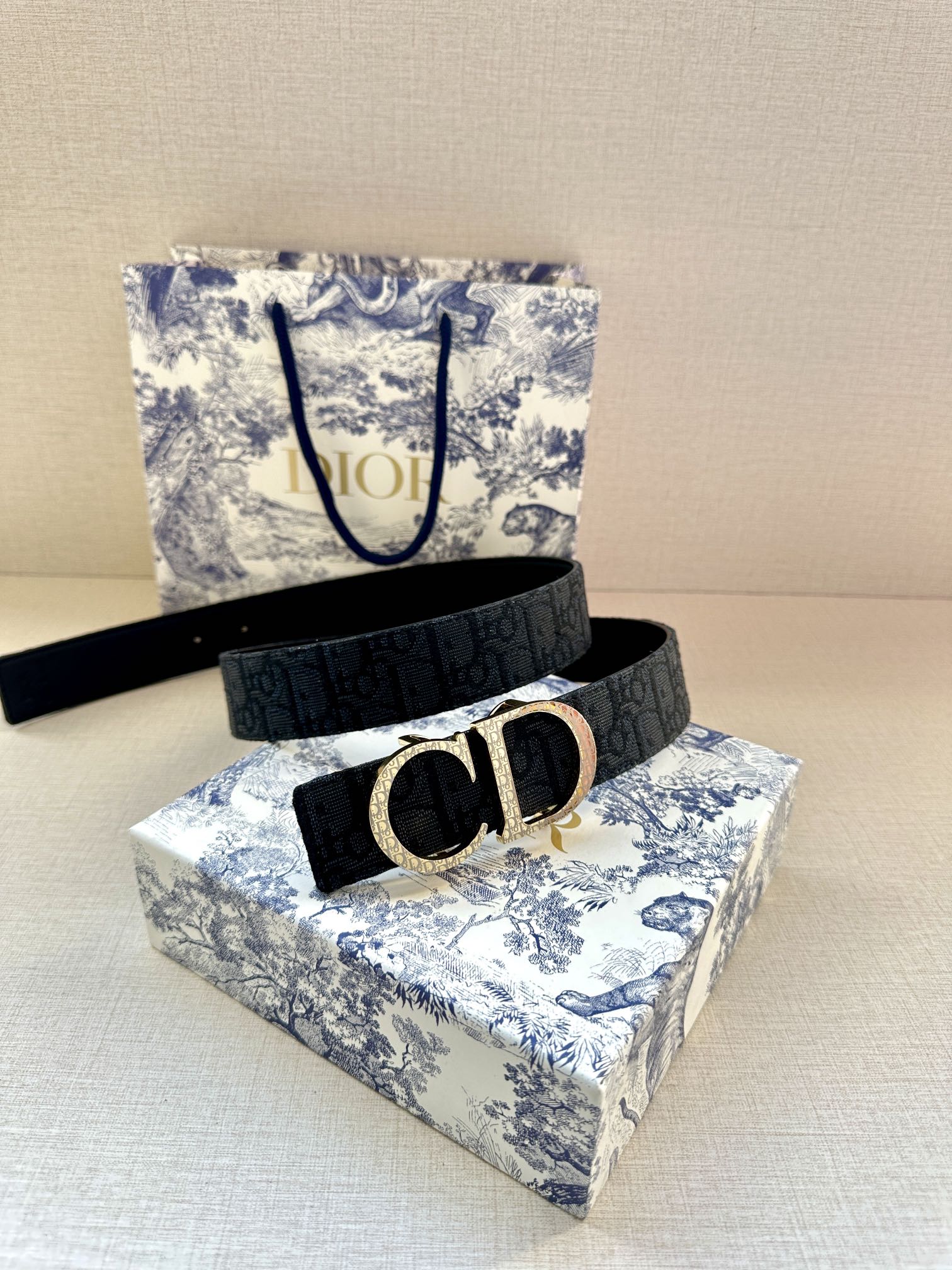 Dior A貨 男款 Oblique老花帆布皮帶 金色CD扣 百搭精品款| 11 Dior A貨 男款 Oblique老花帆布皮帶 金色CD扣 百搭精品款