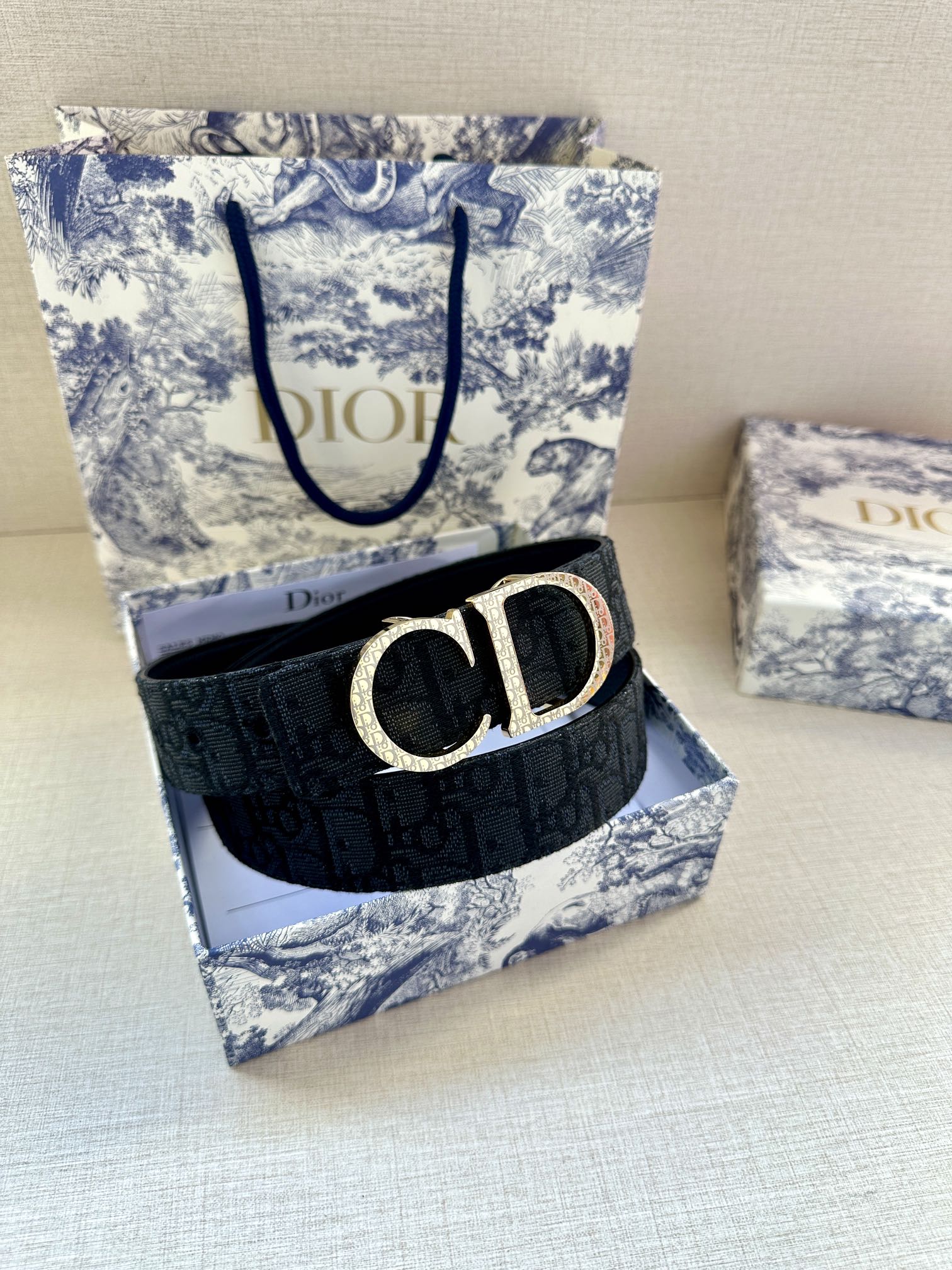 Dior A貨 男款 Oblique老花帆布皮帶 金色CD扣 百搭精品款| 8 Dior A貨 男款 Oblique老花帆布皮帶 金色CD扣 百搭精品款