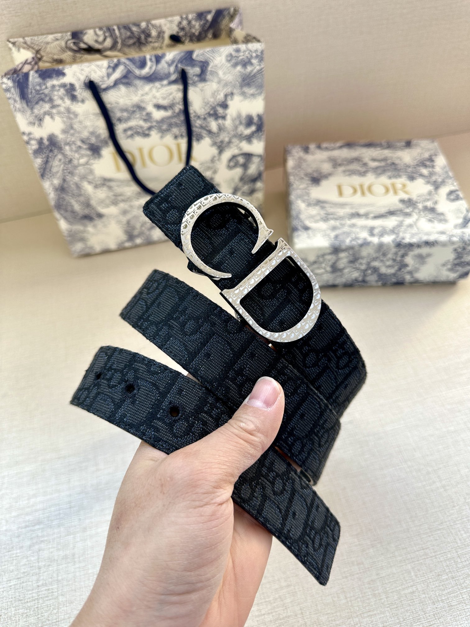 Dior 一比一 男款 Oblique老花皮帶 黑色CD扣 精品潮流款